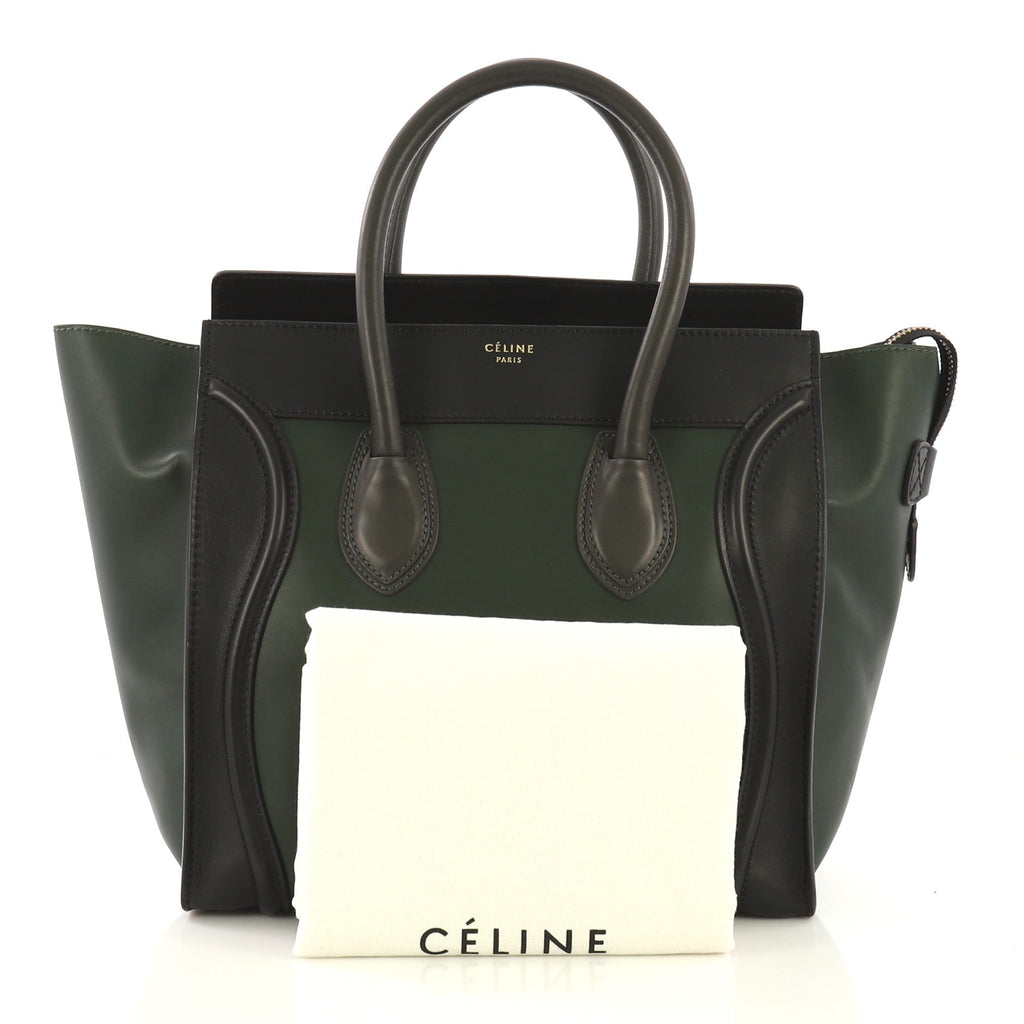 Bicolor Luggage Handbag Leather Mini