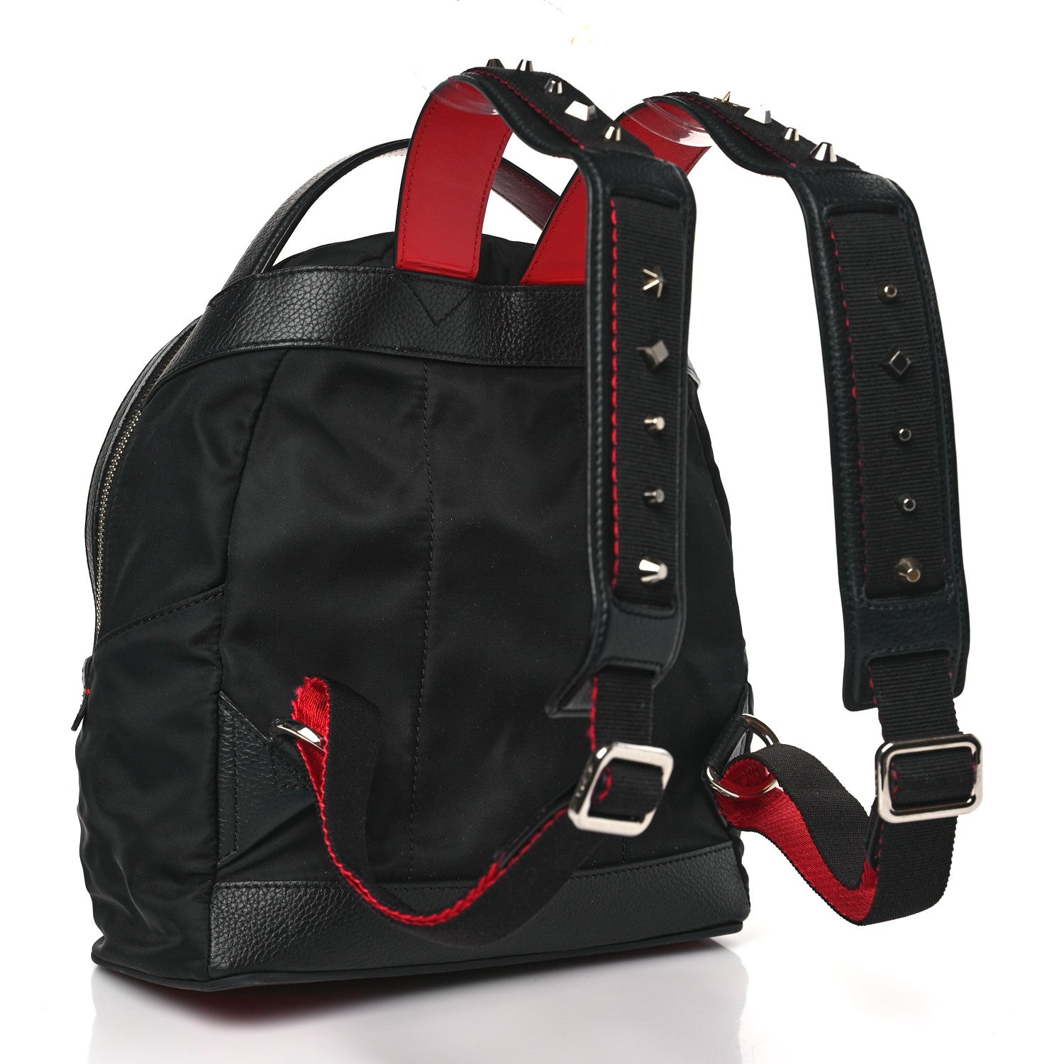 Nylon Calfskin Love Small Backloubi Backpack Black