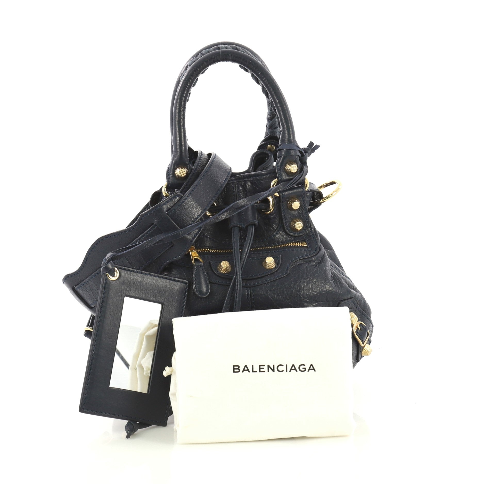 Pom Pon Giant Studs Bag Leather Mini