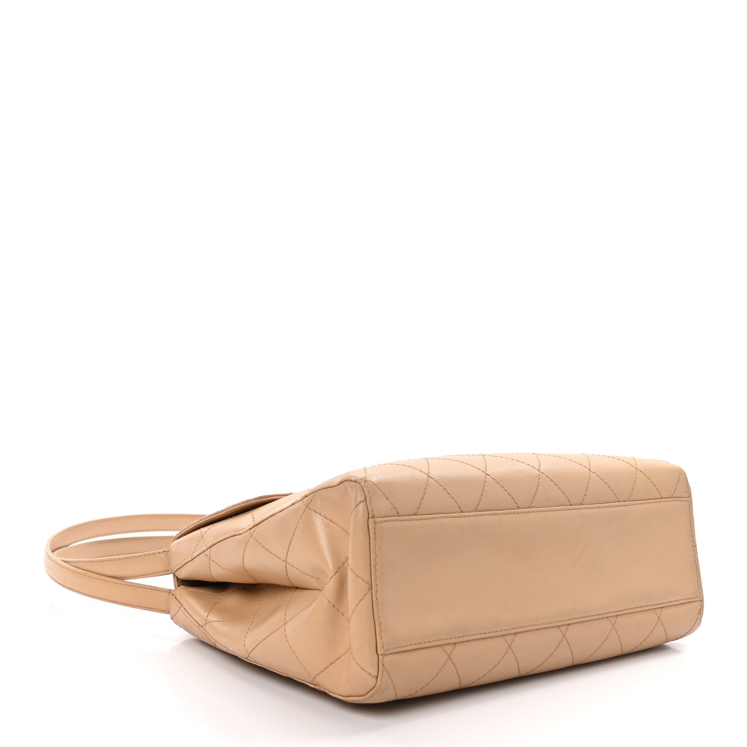Caviar Stitched Shoulder Flap Bag Beige