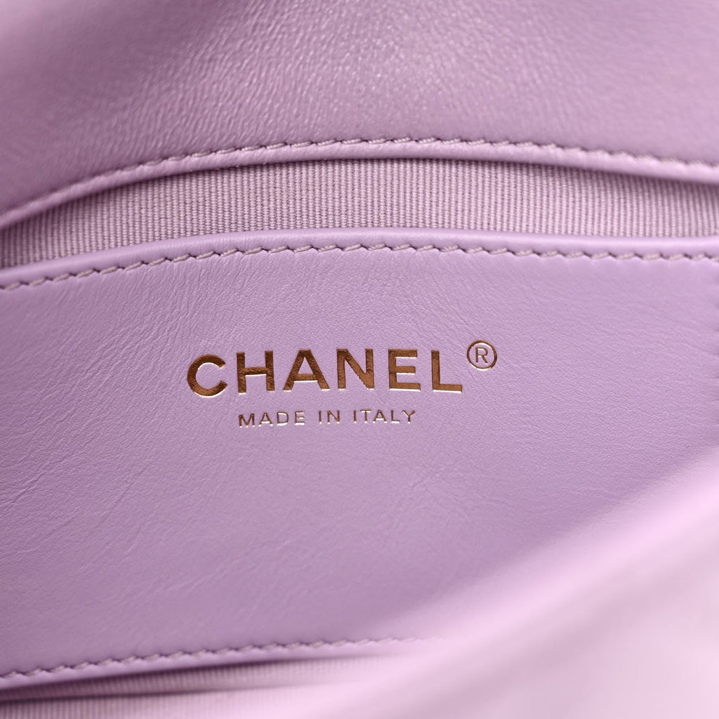 Lambskin Quilted Braided CC Small Flap Lilac