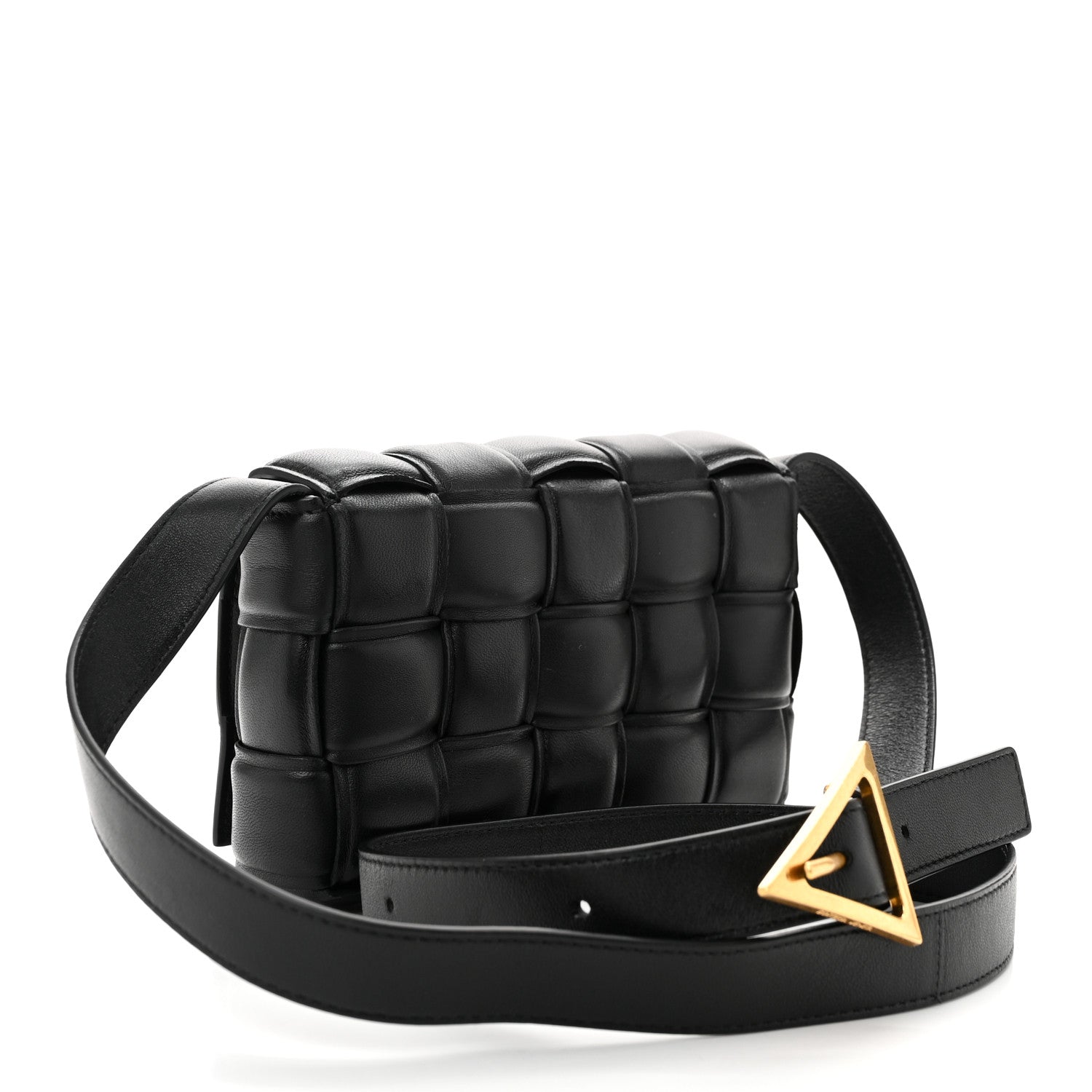 Nappa Maxi Intreccio Small Padded Cassette Crossbody Bag Black