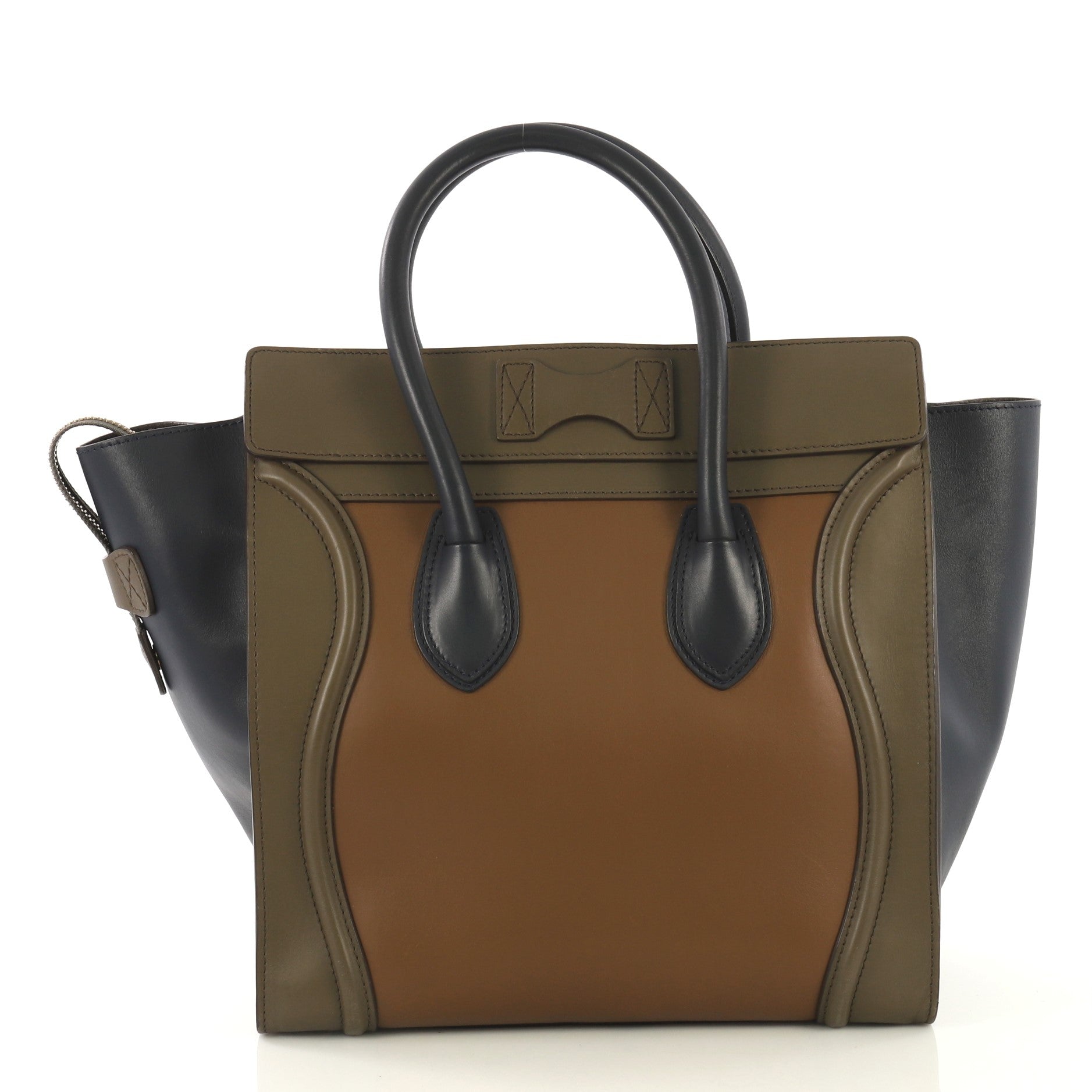 Tricolor Luggage Handbag Leather Mini