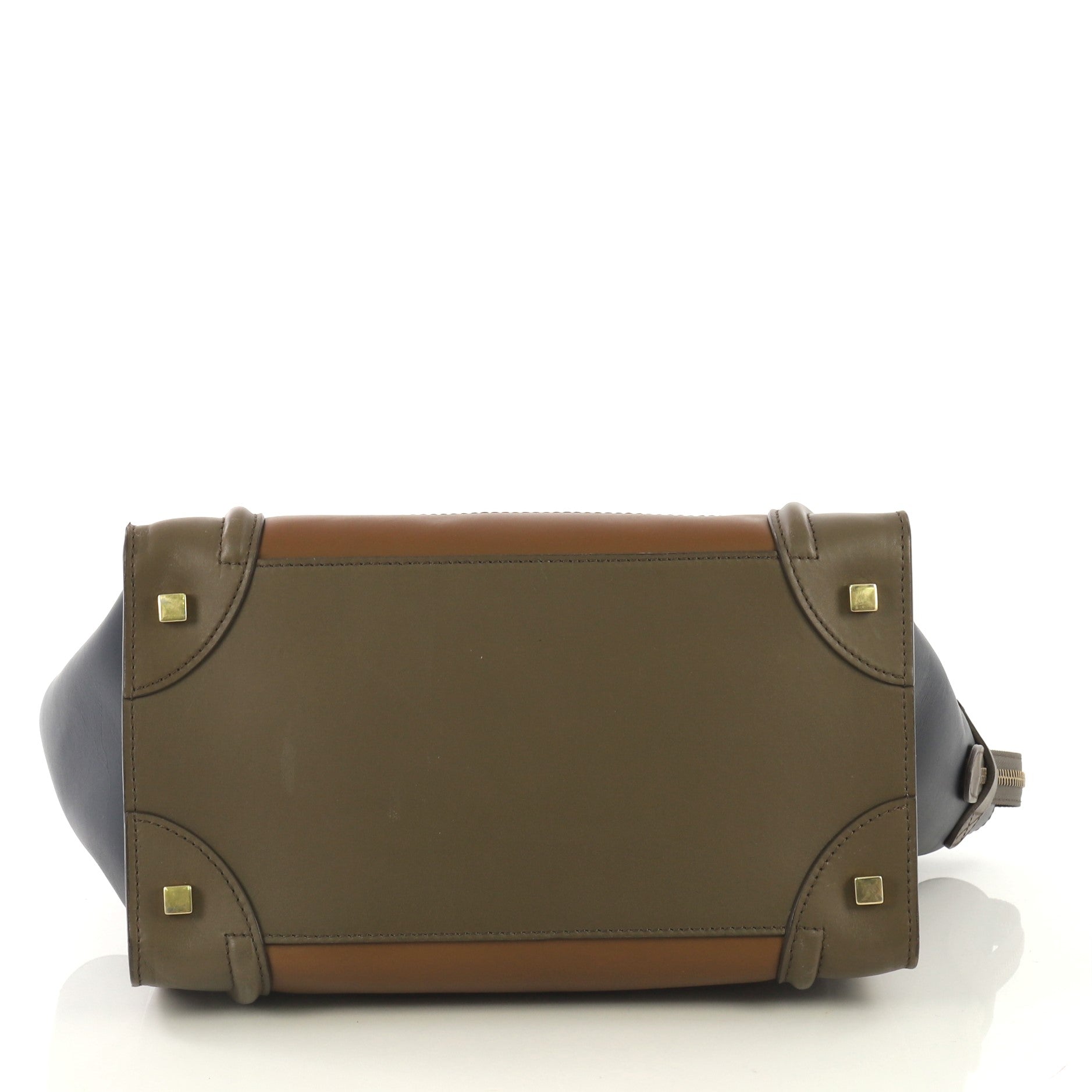 Tricolor Luggage Handbag Leather Mini