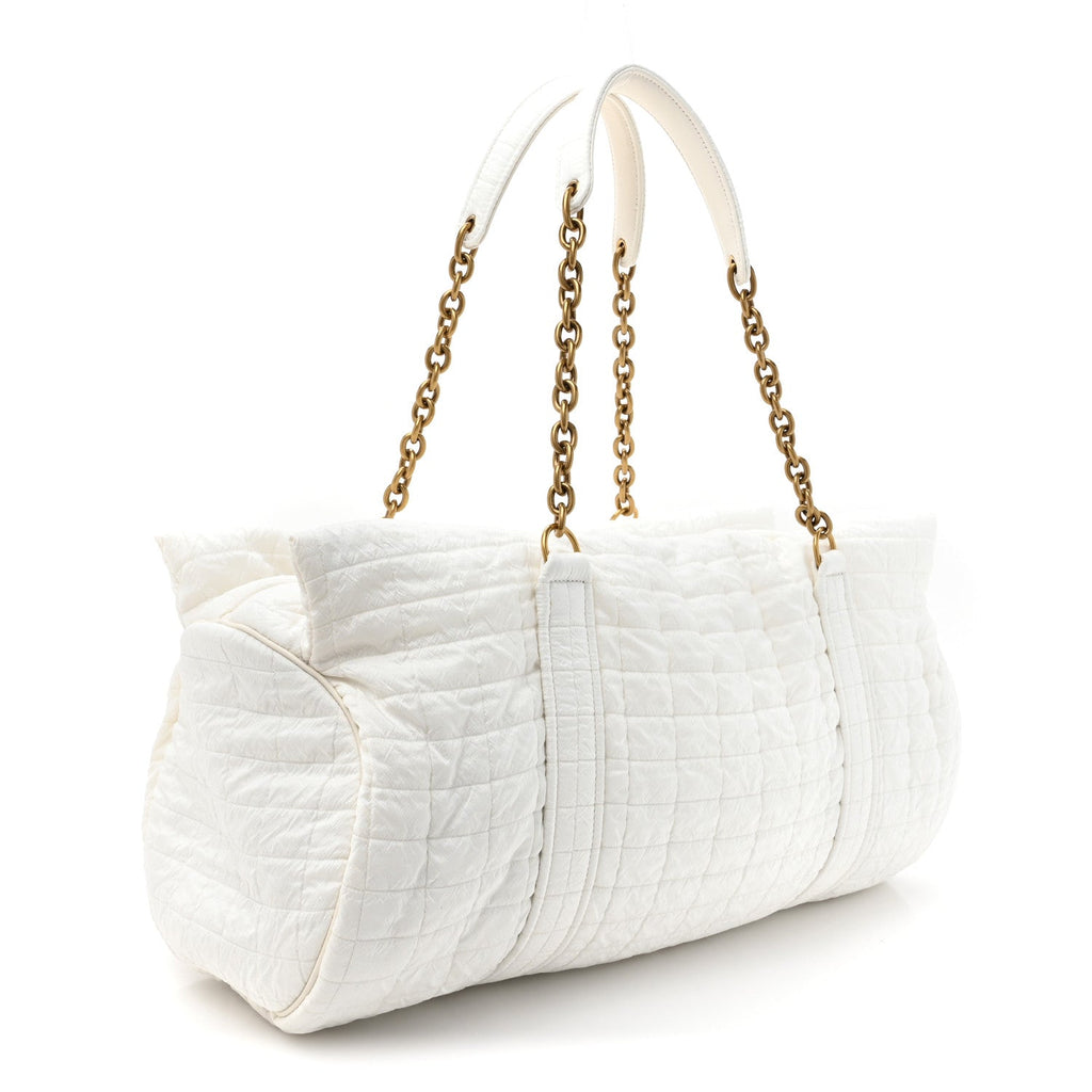 Nylon Gloria Quilted Travel Bag Milky White