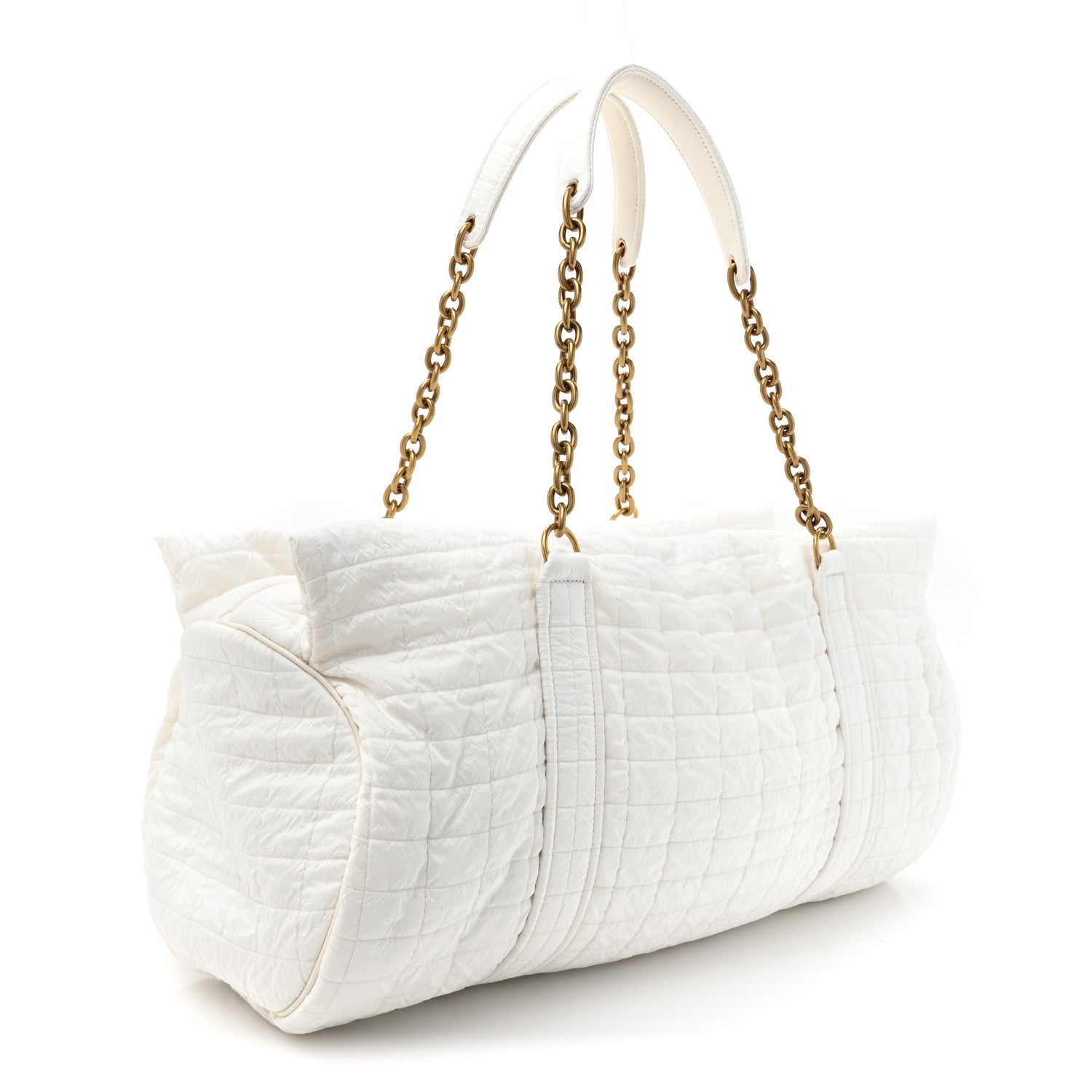 Nylon Gloria Quilted Travel Bag Milky White