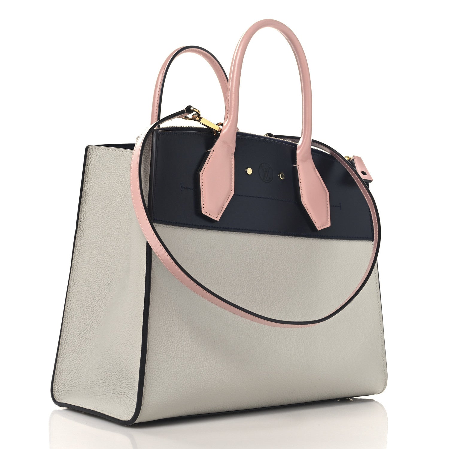 Calfskin City Steamer MM Gris Antartica Navy Rose Doux