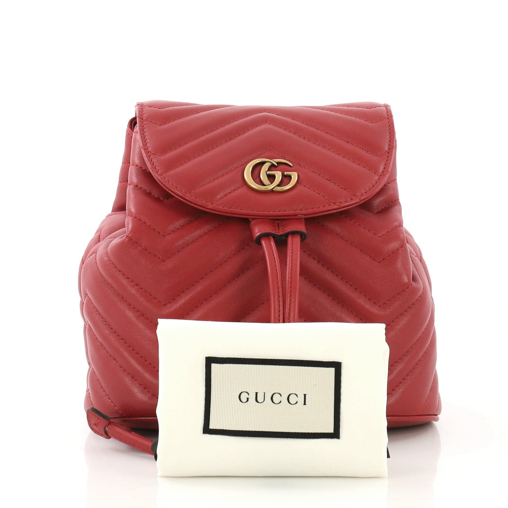 GG Marmont Drawstring Backpack Matelasse Leather Mini