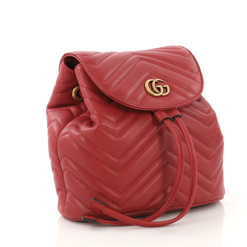GG Marmont Drawstring Backpack Matelasse Leather Mini