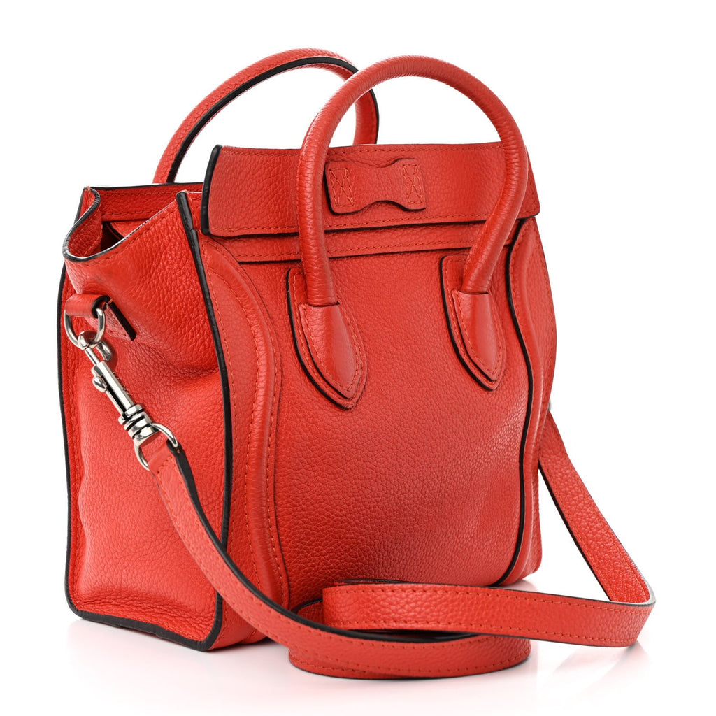 Drummed Calfskin Nano Luggage Red