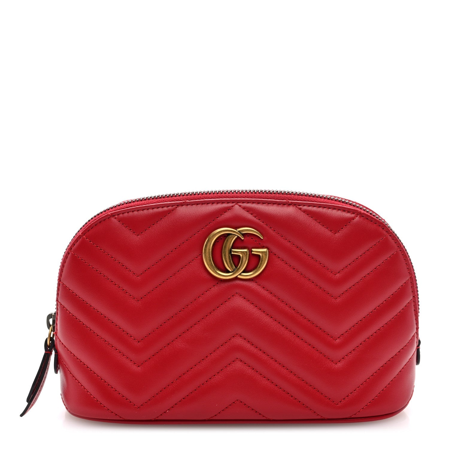 Calfskin Matelasse Large GG Marmont Pouch Cosmetic Case Hibiscus Red