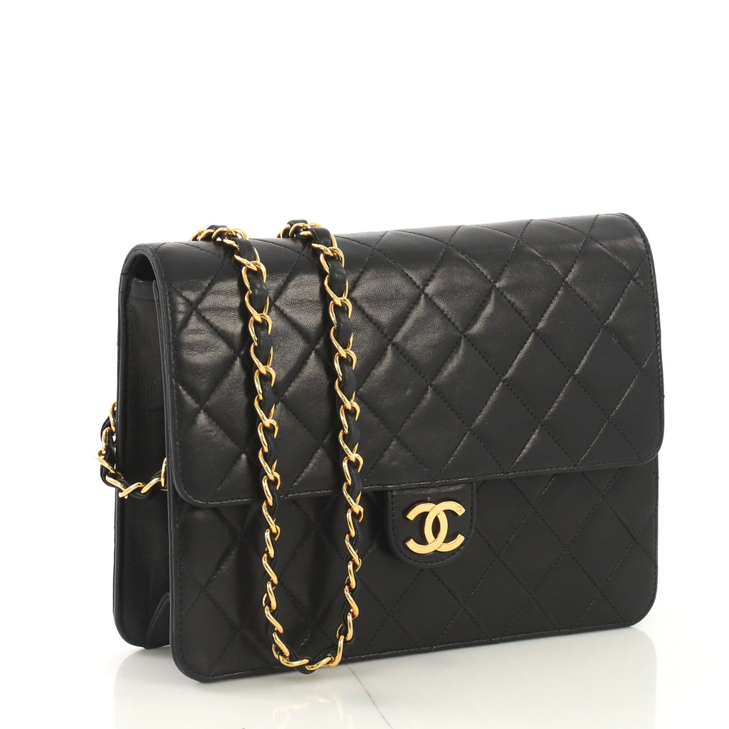 Vintage Clutch with Chain Quilted Leather Small