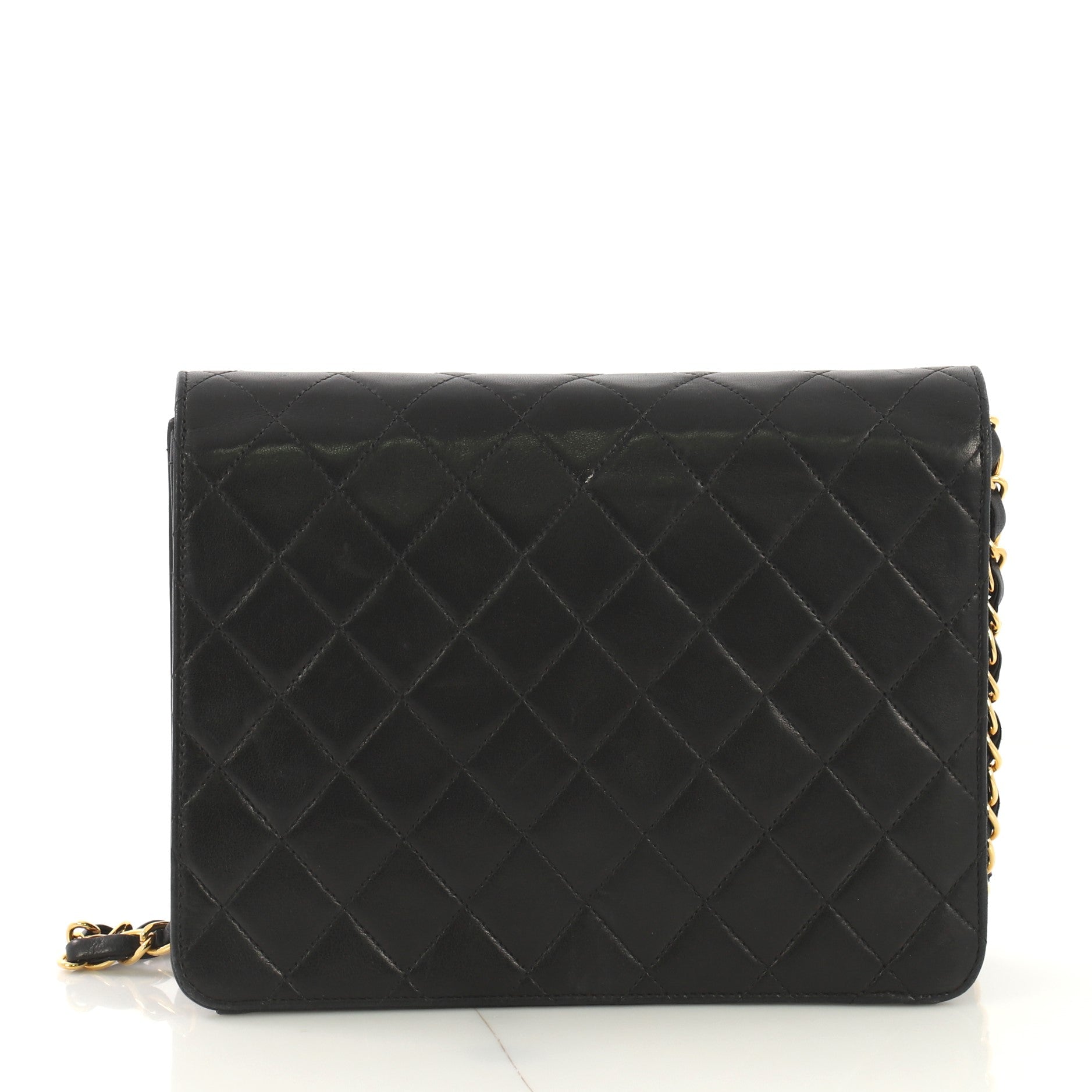 Vintage Clutch with Chain Quilted Leather Small