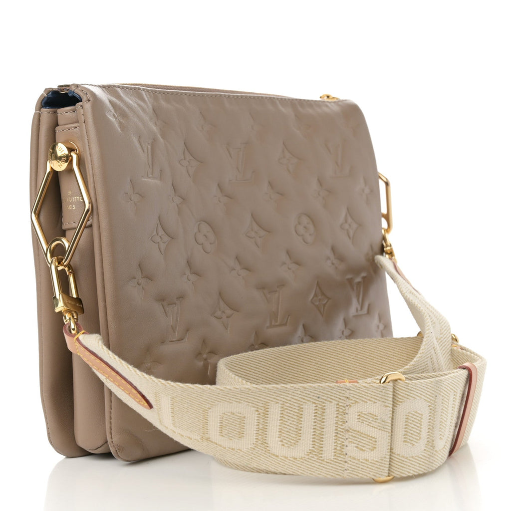 Lambskin Embossed Monogram Coussin PM Taupe