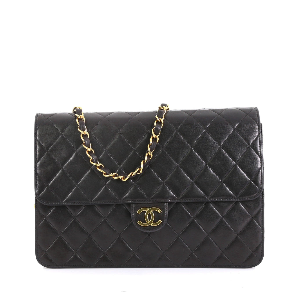 Vintage Clutch with Chain Quilted Leather Medium