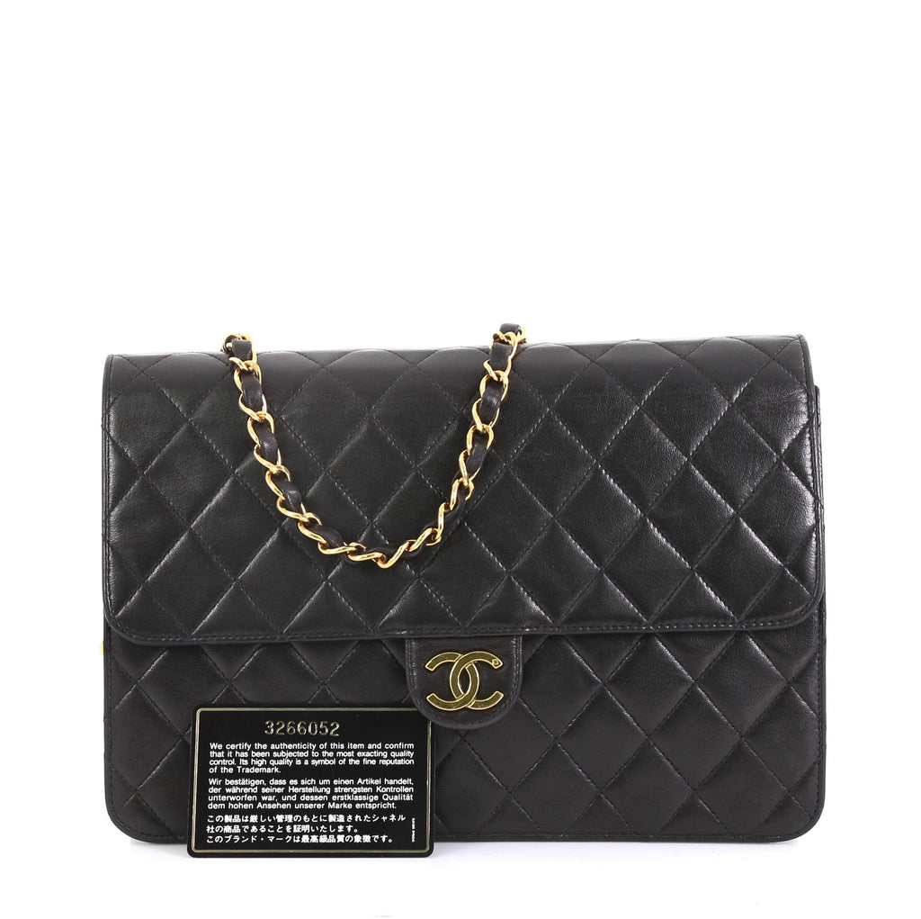 Vintage Clutch with Chain Quilted Leather Medium
