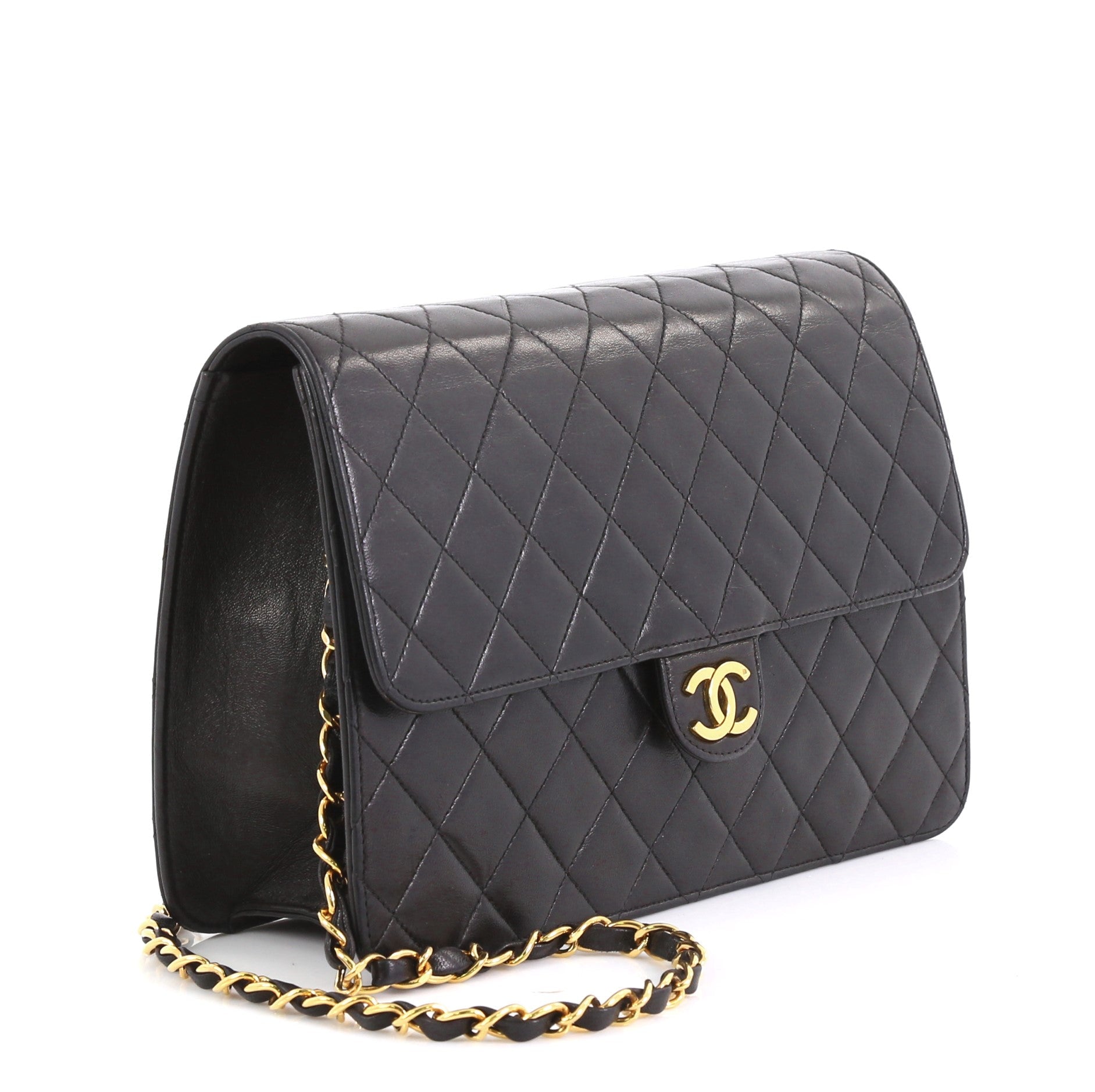 Vintage Clutch with Chain Quilted Leather Medium