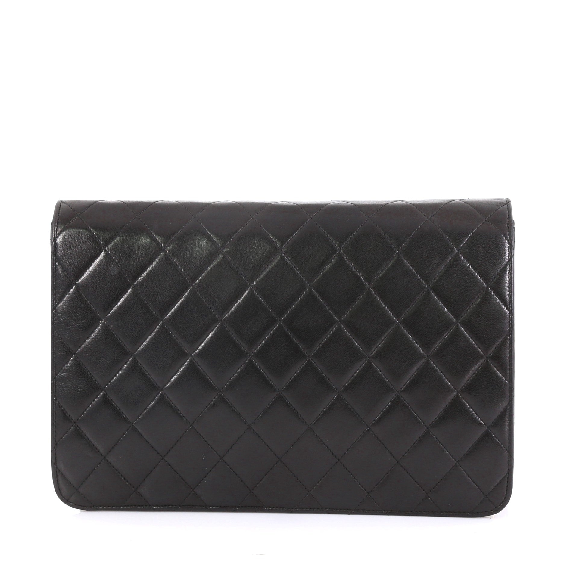 Vintage Clutch with Chain Quilted Leather Medium