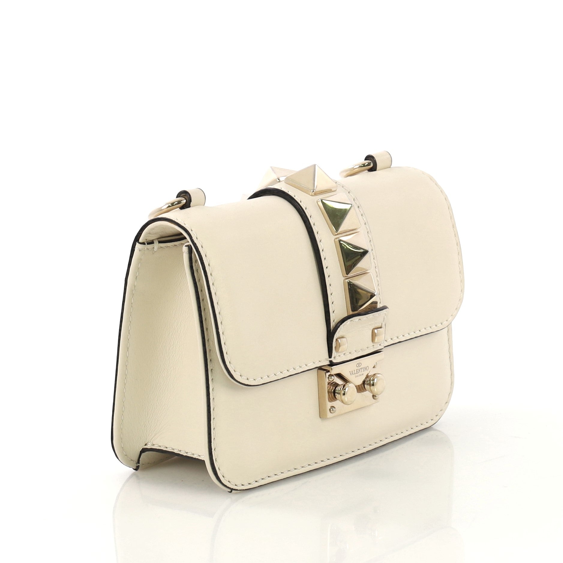 Glam Lock Shoulder Bag Leather Mini