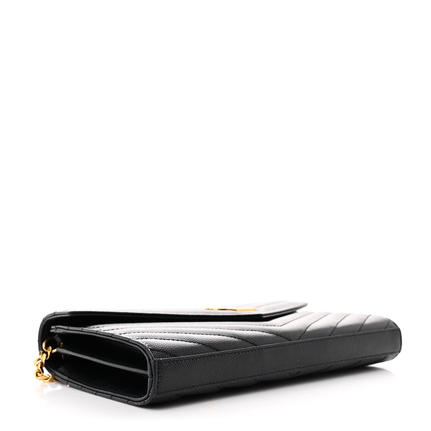 Grain De Poudre Matelasse Chevron Monogram Chain Wallet Black