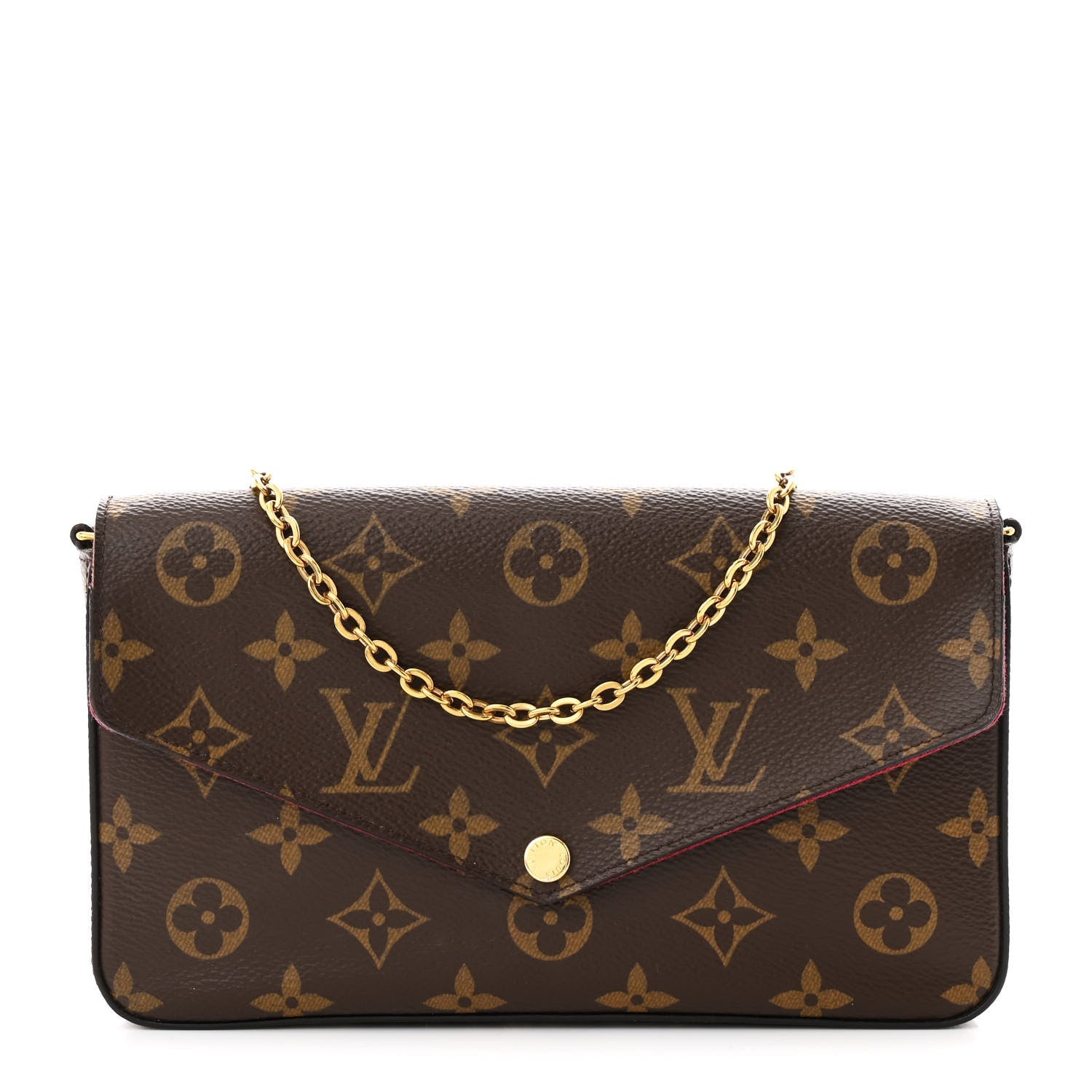 Monogram Pochette Felicie Chain Wallet Fuchsia