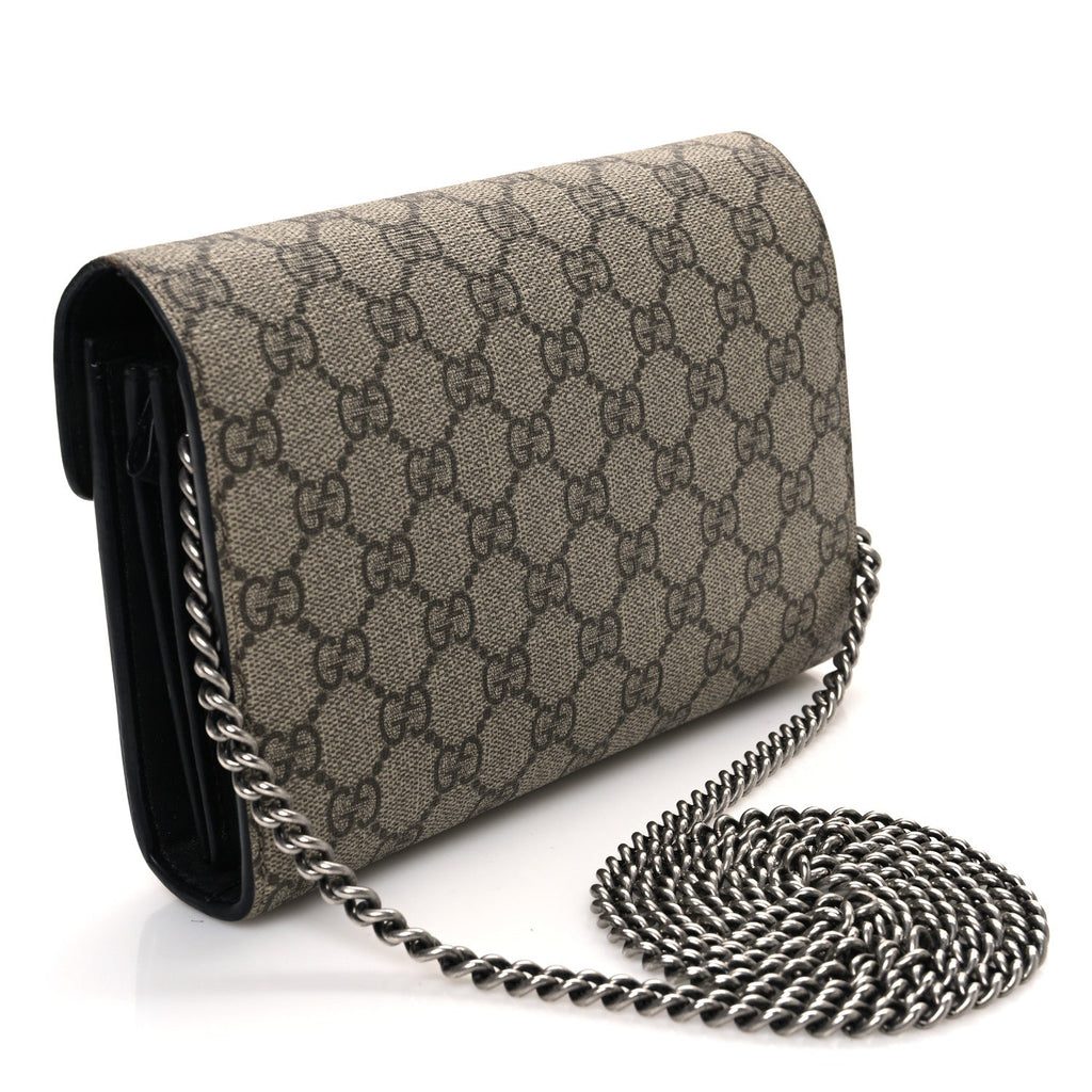 GG Supreme Monogram Mini Dionysus Chain Wallet Beige Black