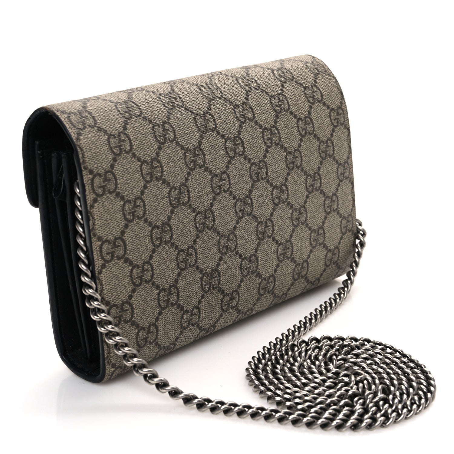 GG Supreme Monogram Mini Dionysus Chain Wallet Beige Black