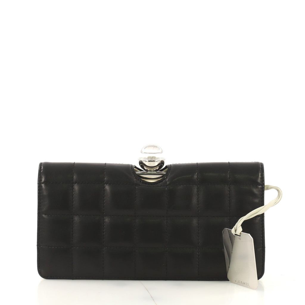 Crystal Ball Frame Clutch Quilted Leather