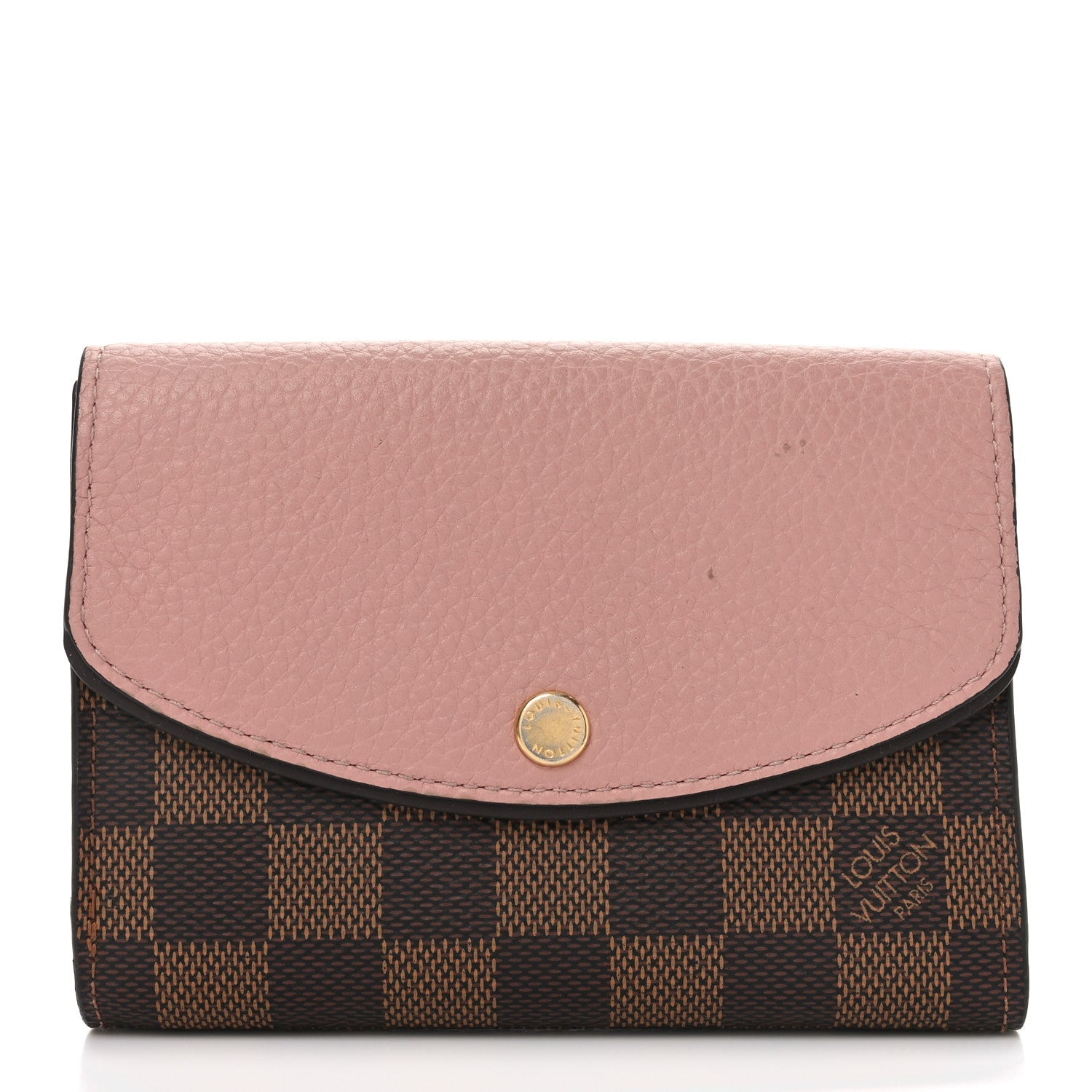 Damier Ebene Normandy Compact Wallet Rose Ballerine