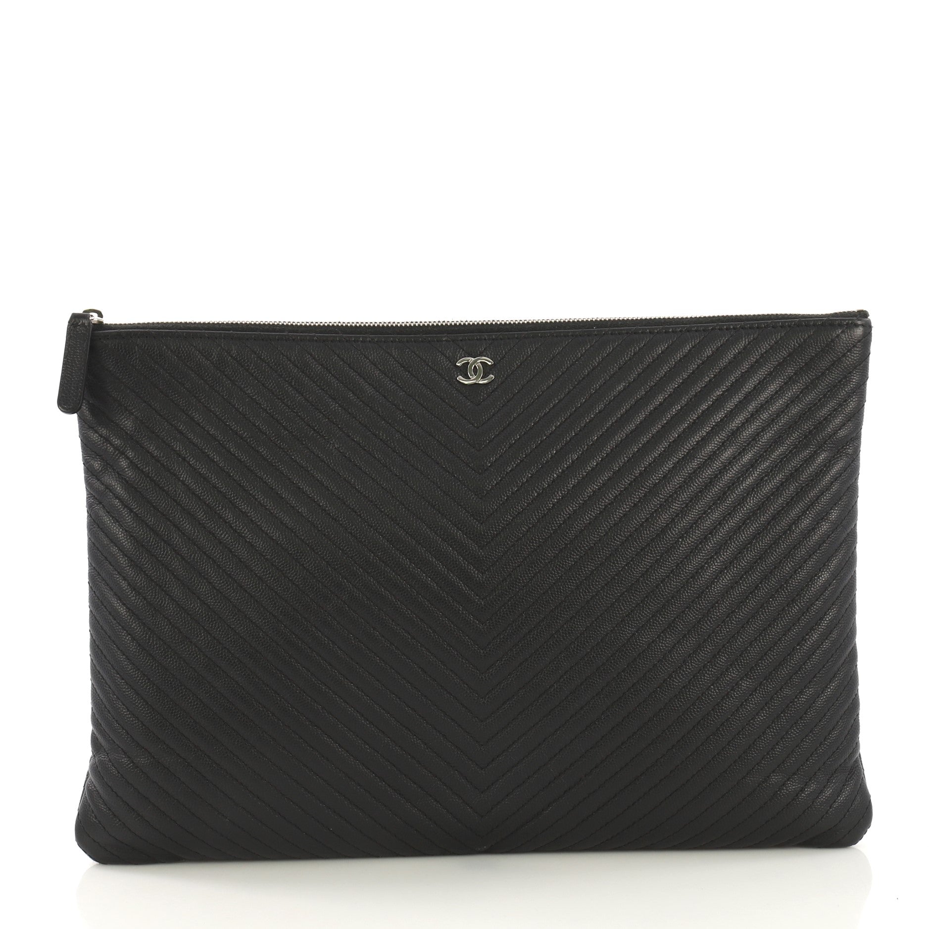 O Case Clutch Chevron Caviar Large