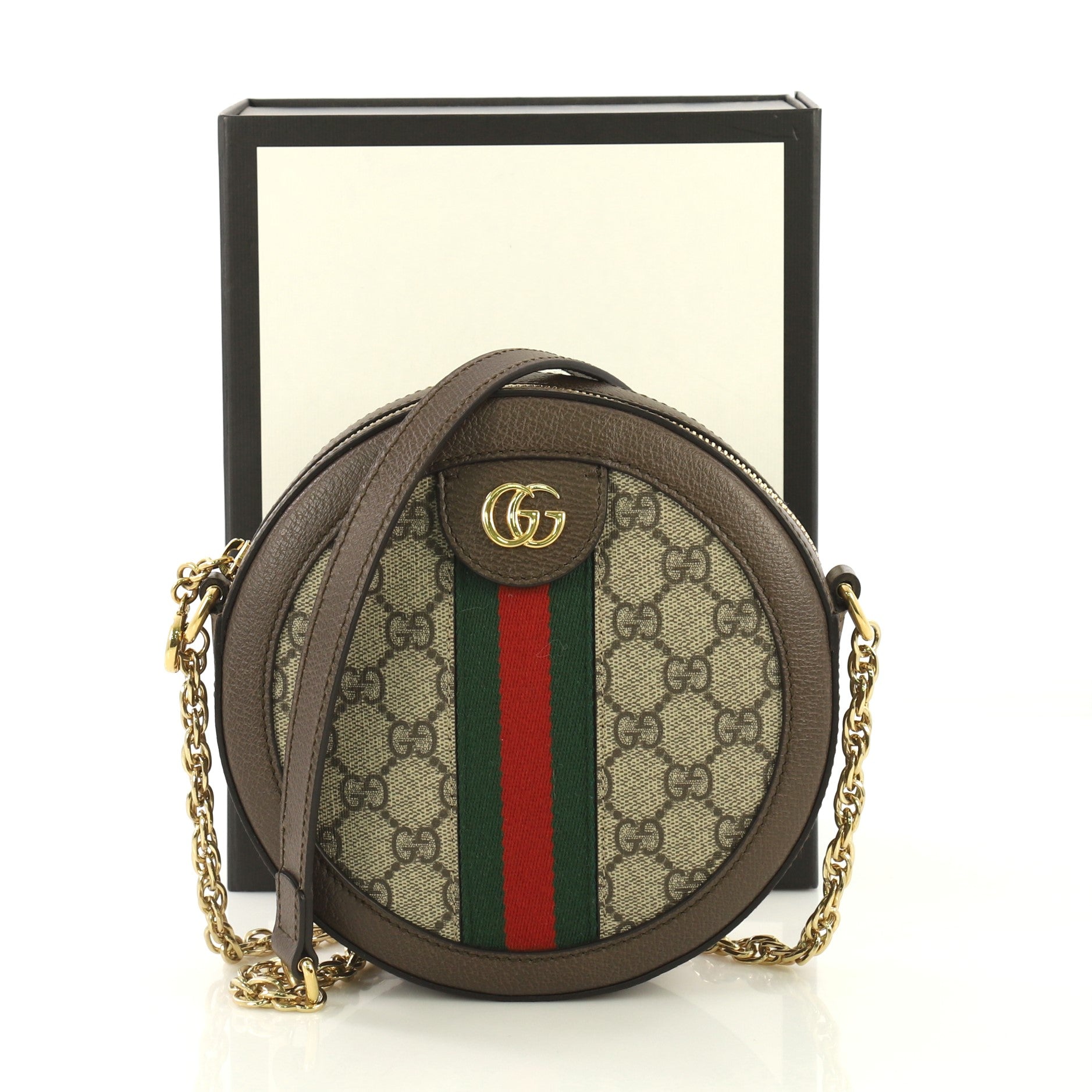 Ophidia Round Shoulder Bag GG Coated Canvas Mini