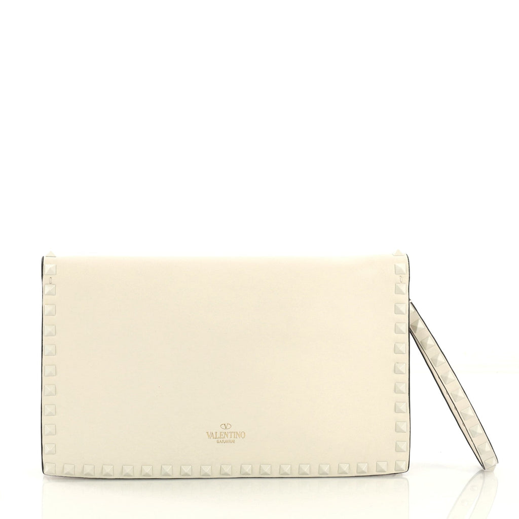 Rockstud Heart Flap Clutch Printed Leather