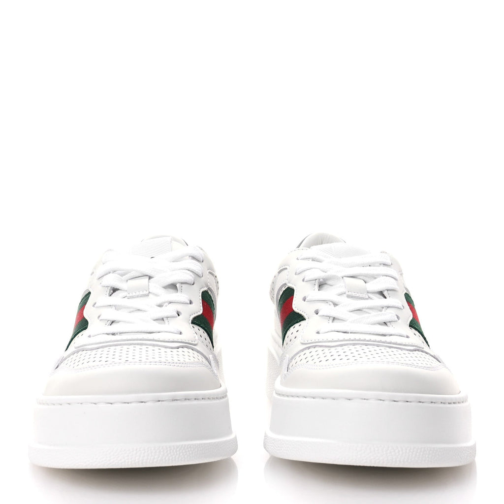 Calfskin Web Perforated Womens Platform 55mm Sneakers 38.5 White Bright Splash