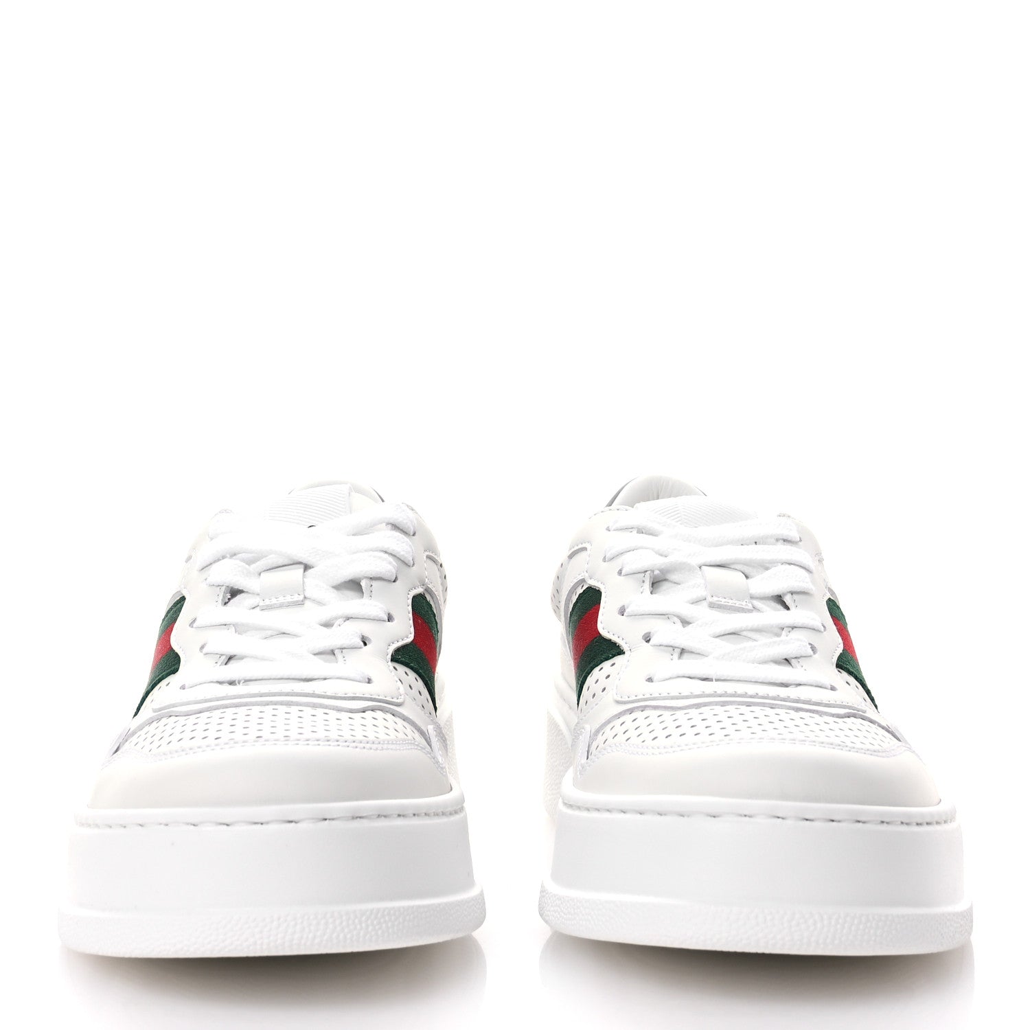 Calfskin Web Perforated Womens Platform 55mm Sneakers 38.5 White Bright Splash