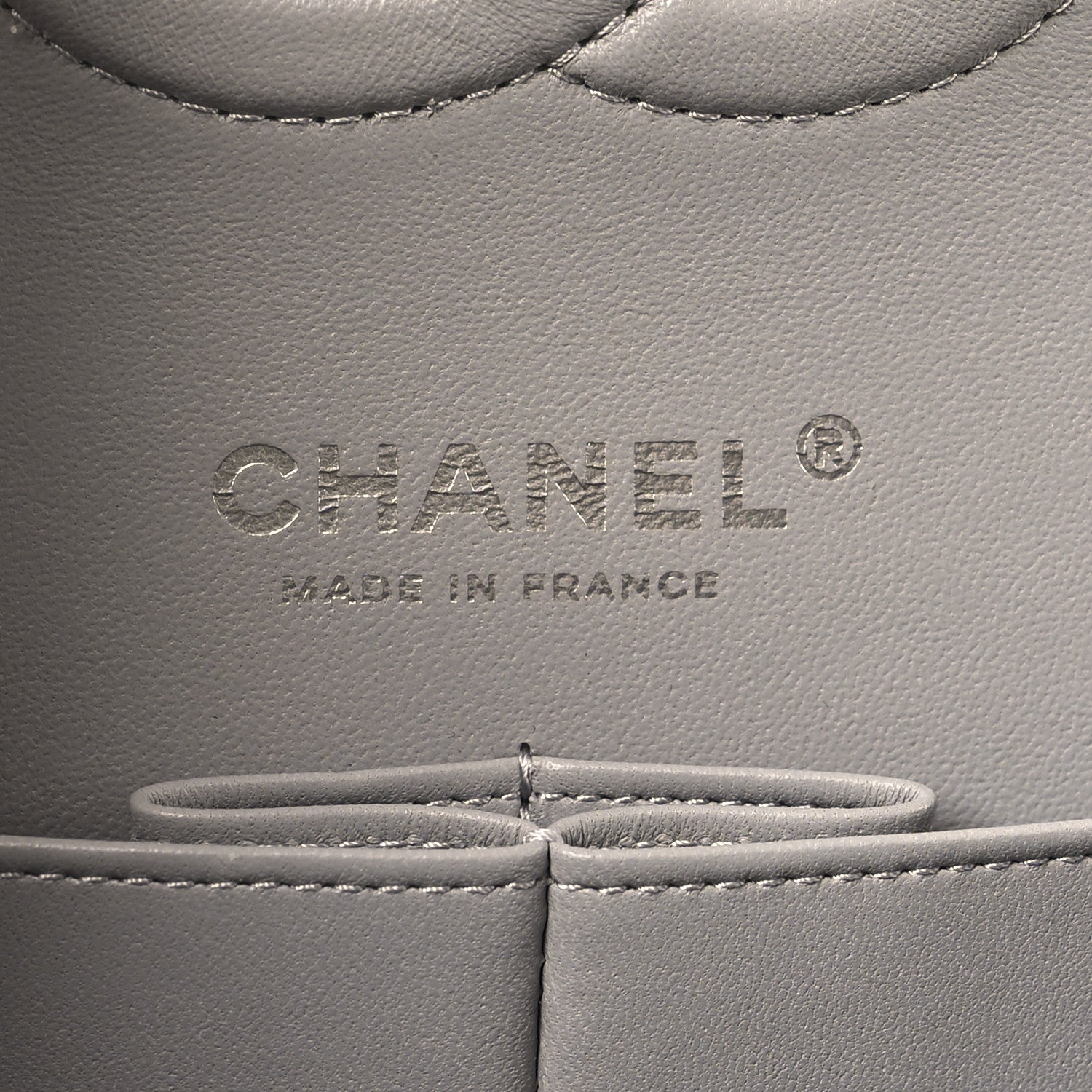 Lambskin Quilted Medium Double Flap Grey