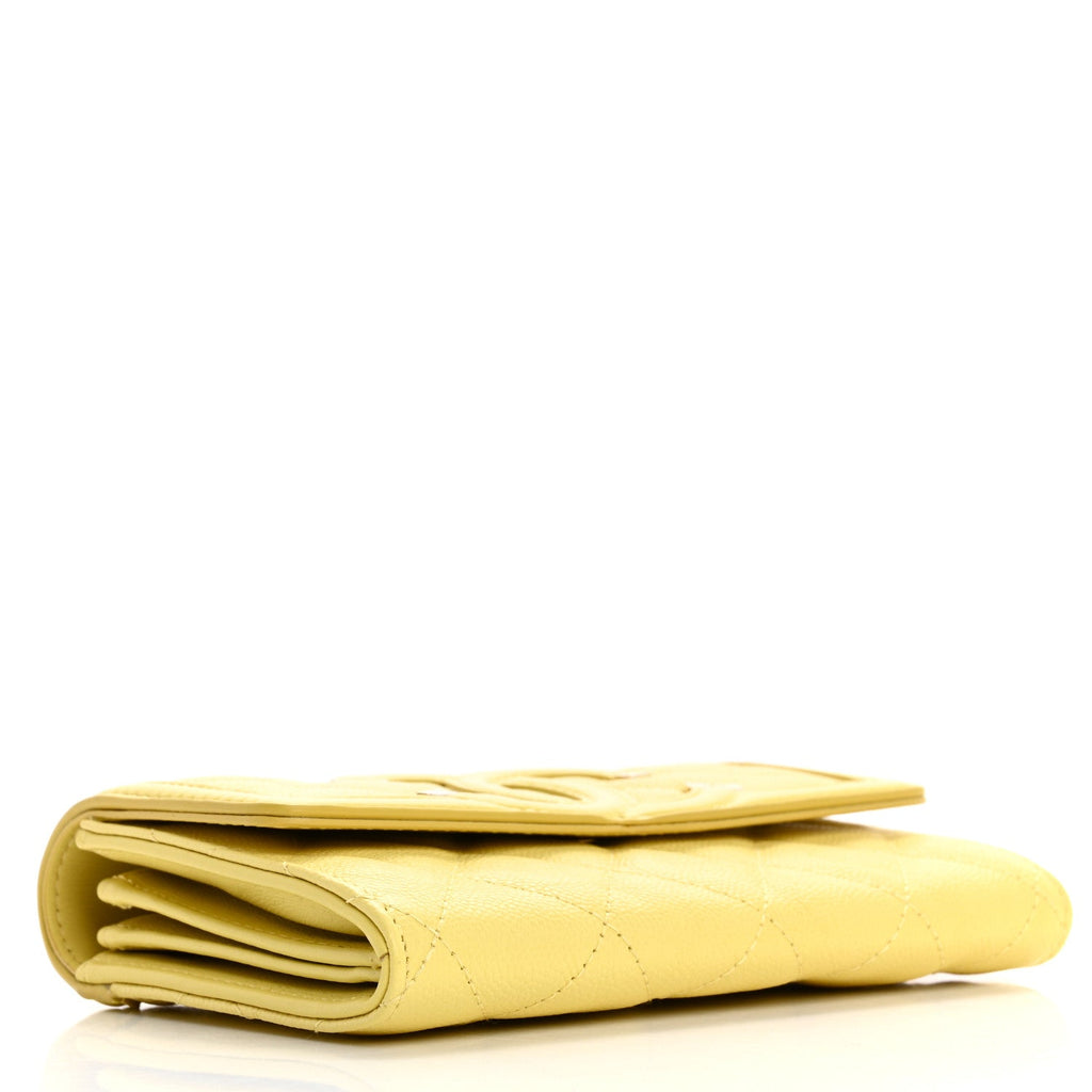 Caviar Quilted Medium Filigree Flap Wallet Yellow