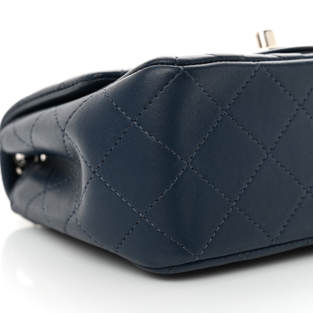 Lambskin Quilted Mini Square Flap Navy