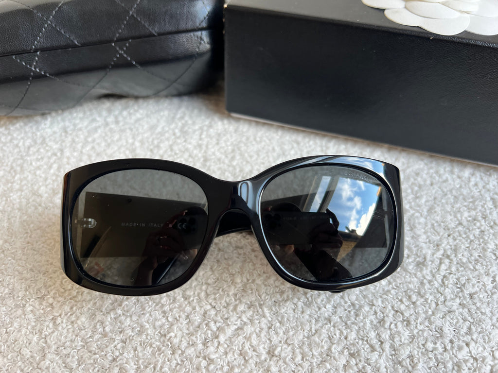 Chanel Black Sunglasses with diamanté details