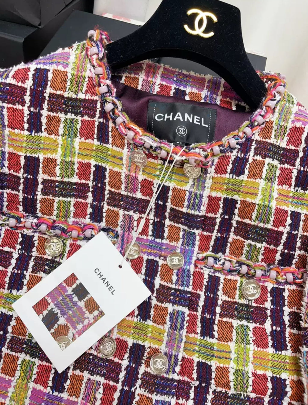 Chanel 23A purple sequin tweed jacket