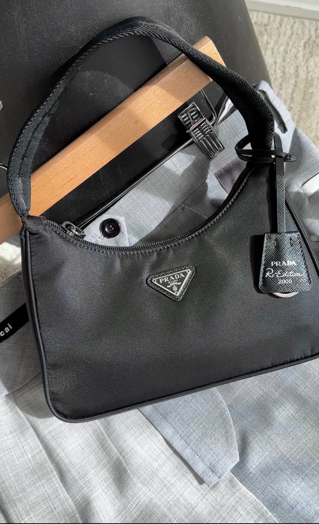 Prada Black Nylon Mini Re Edition 2005 Bag