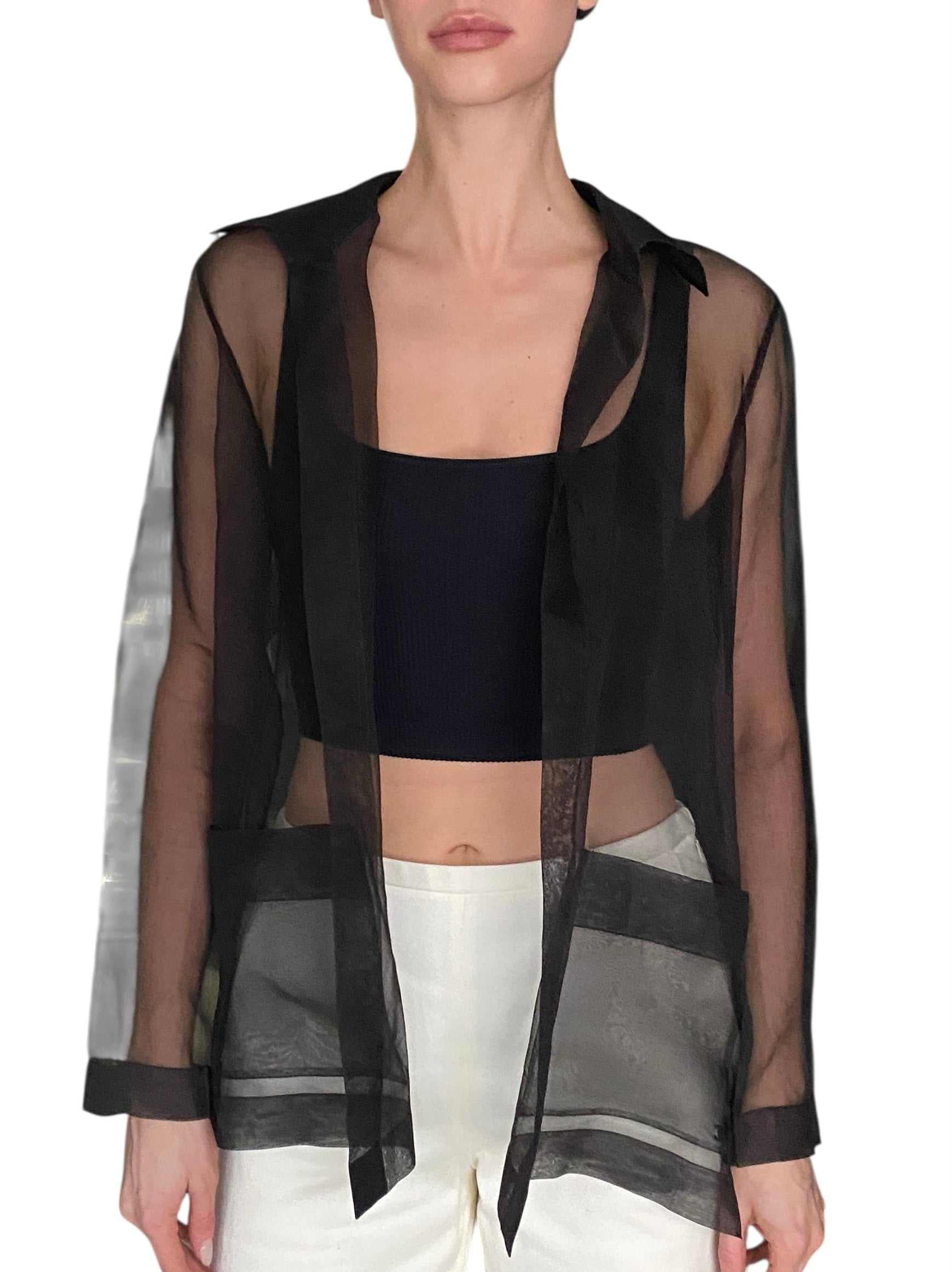 Chanel Black Sheer Chiffon Shirt - FR 38 / US 4-6
