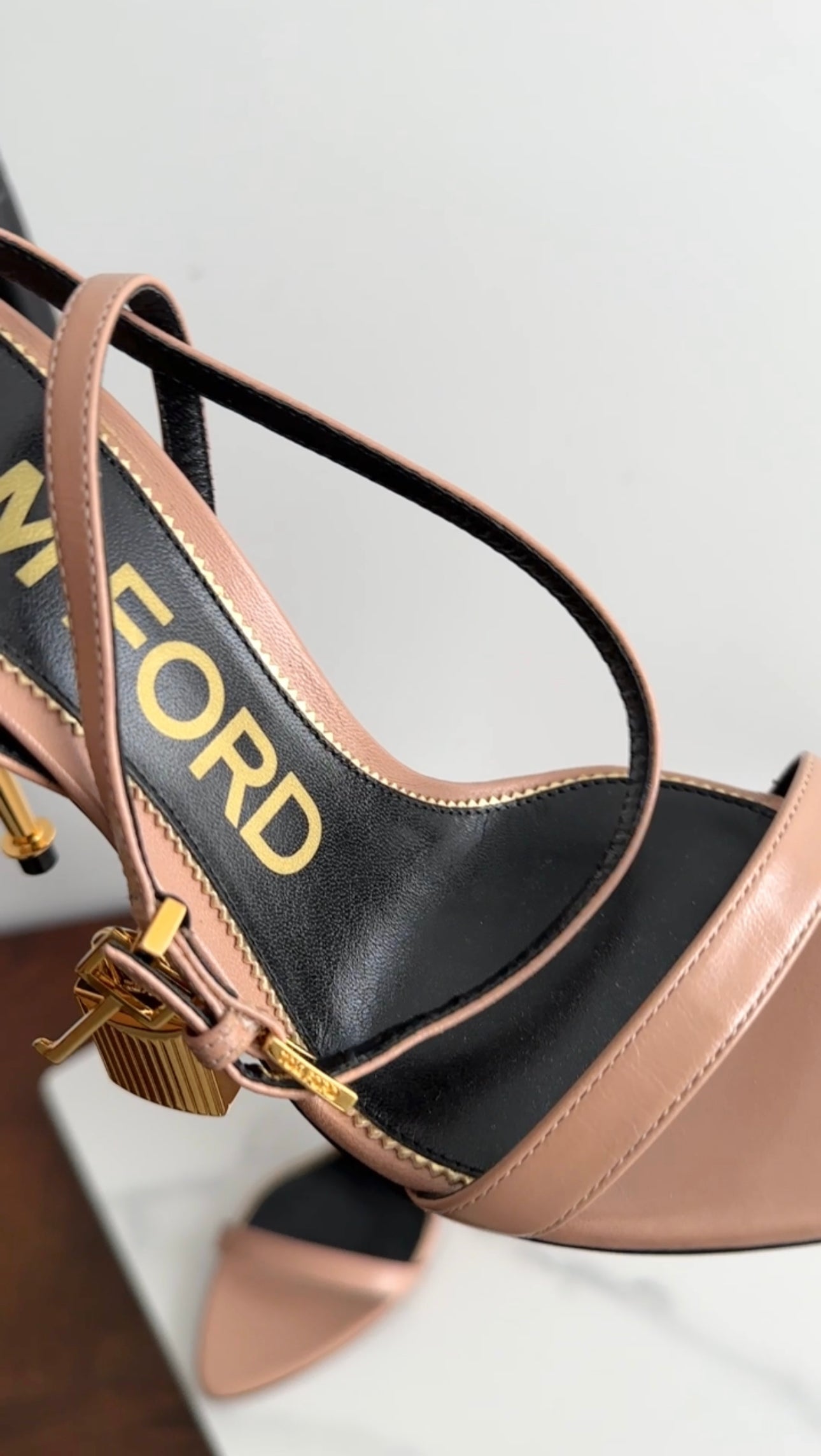 Tom Ford Beige Leather Padlock Sandals - 37.5