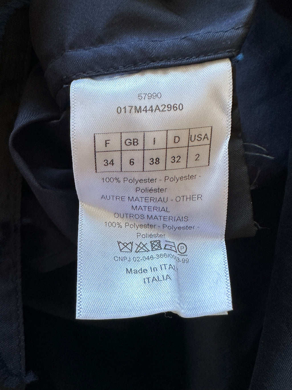 Christian Dior Navy & Black Camouflage Jacquard Long Sleeve Parka with Foldable Hood Size FR 34 (UK 6)
