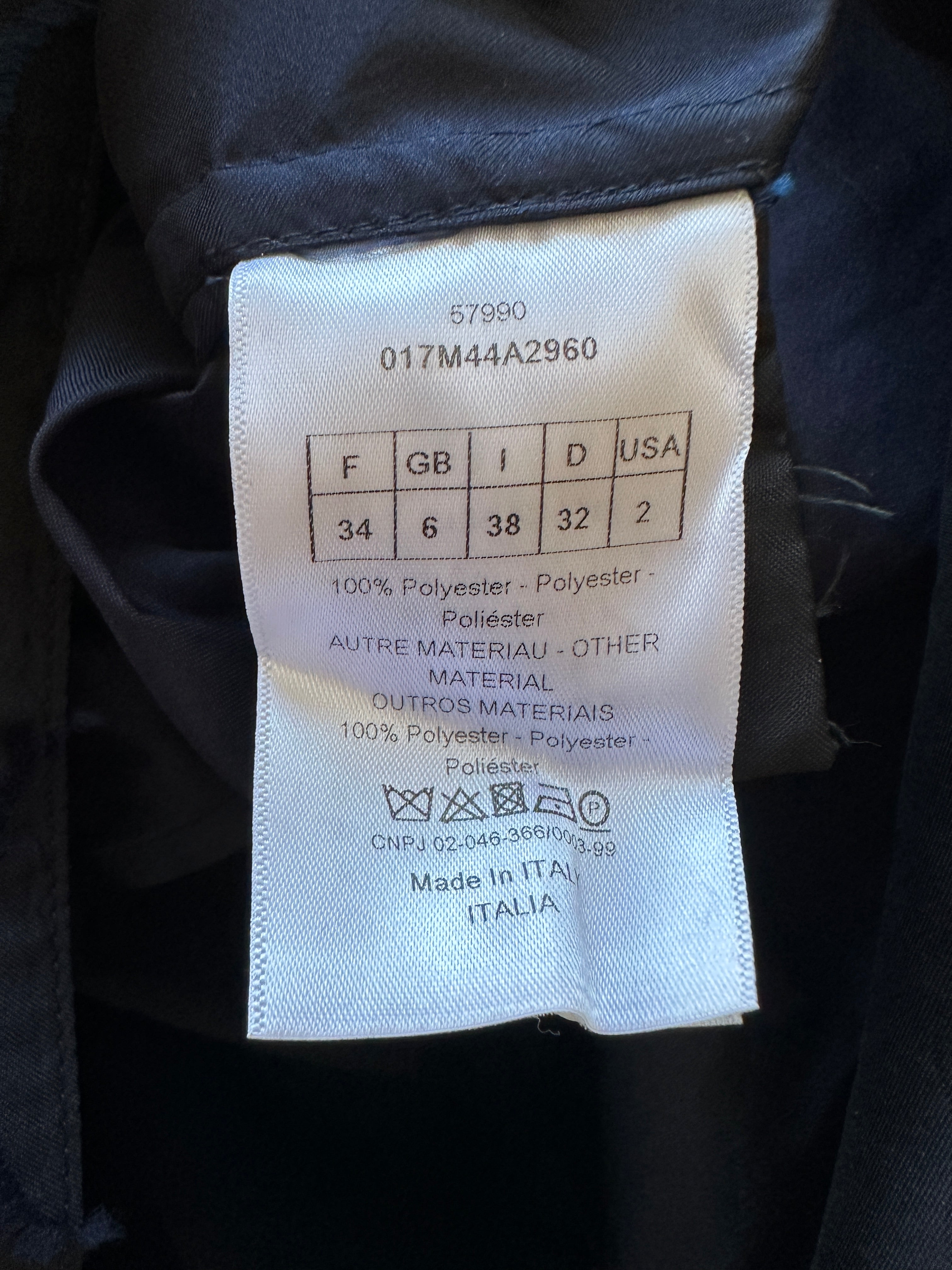 Christian Dior Navy & Black Camouflage Jacquard Long Sleeve Parka with Foldable Hood Size FR 34 (UK 6)