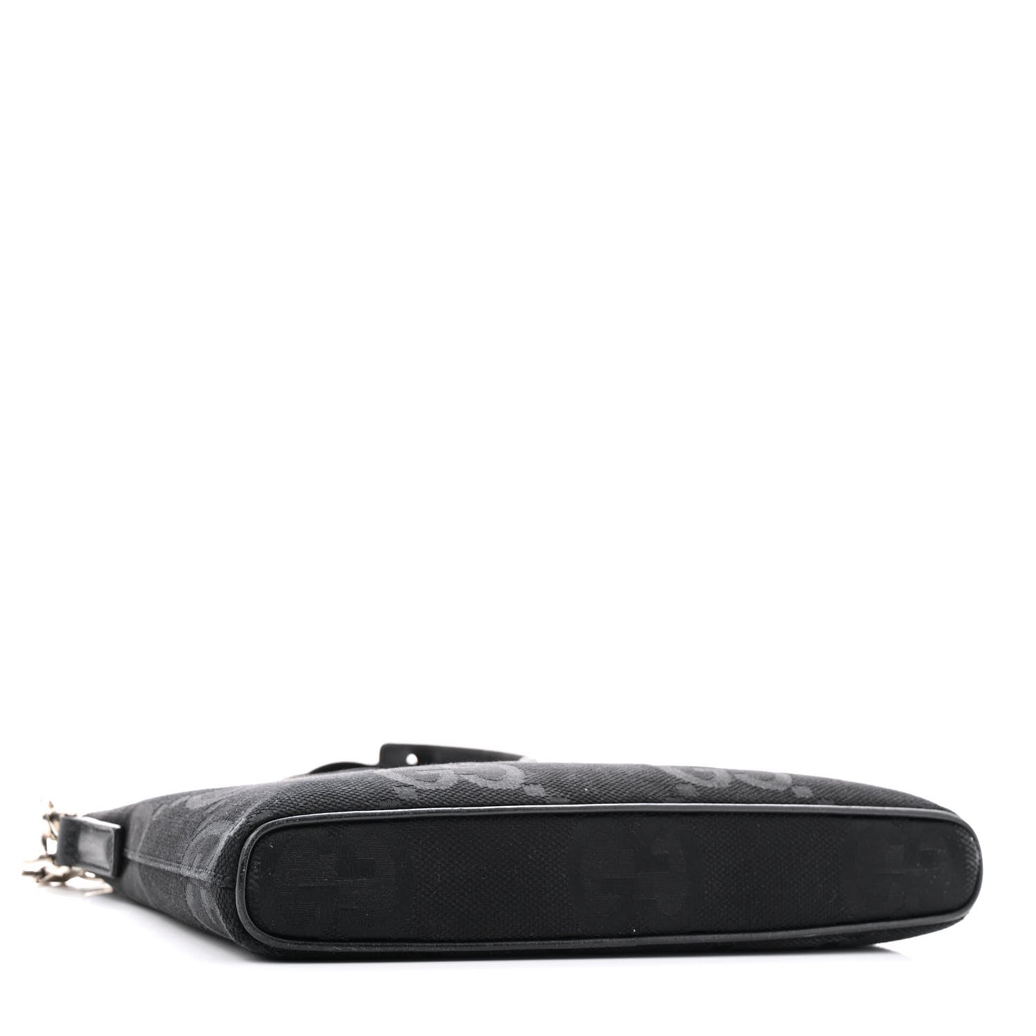 Monogram Jumbo GG Textured Dollar Calfskin Wristlet Messenger Bag Black