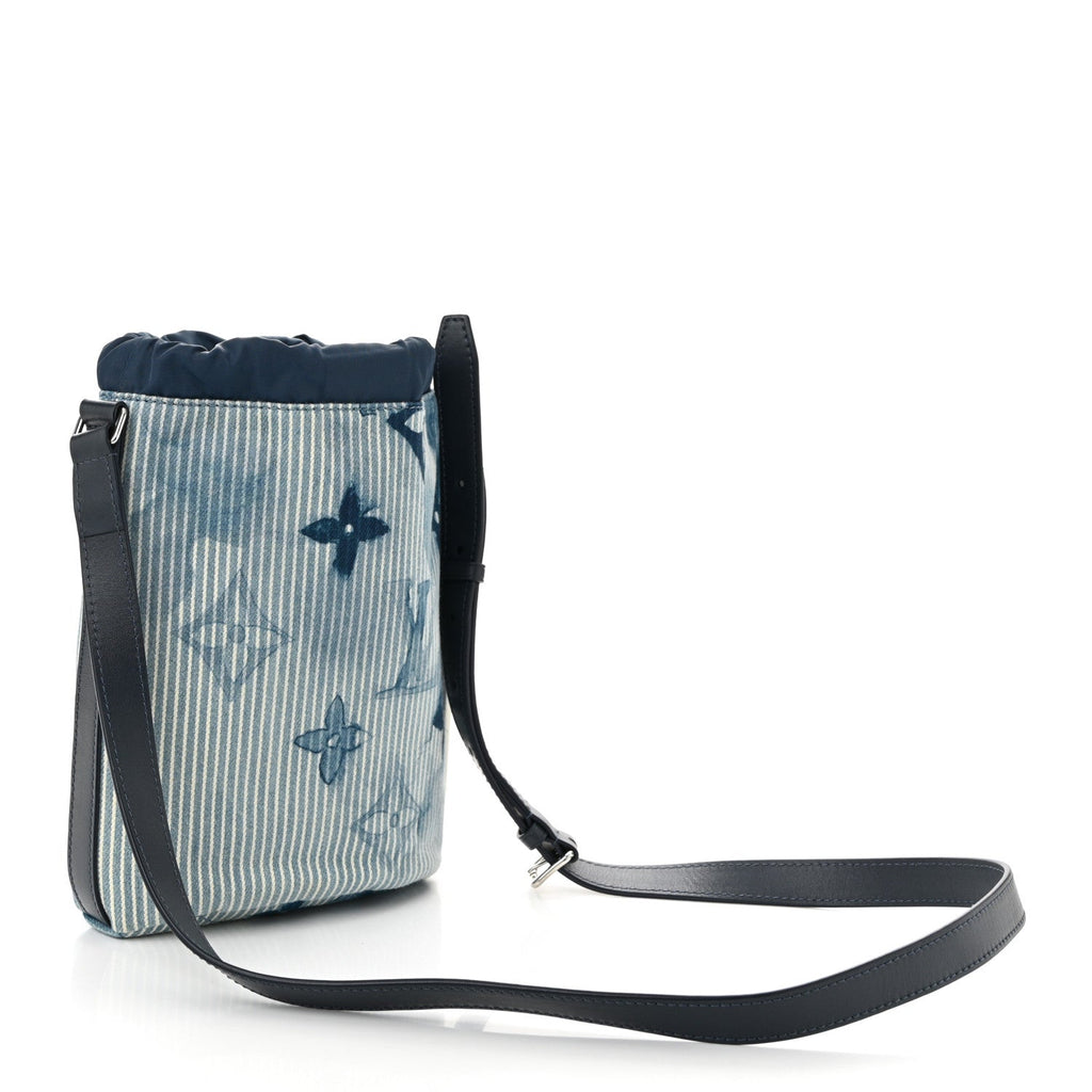 Hickory Stripes Denim Monogram Watercolor Sac Marin BB Blue