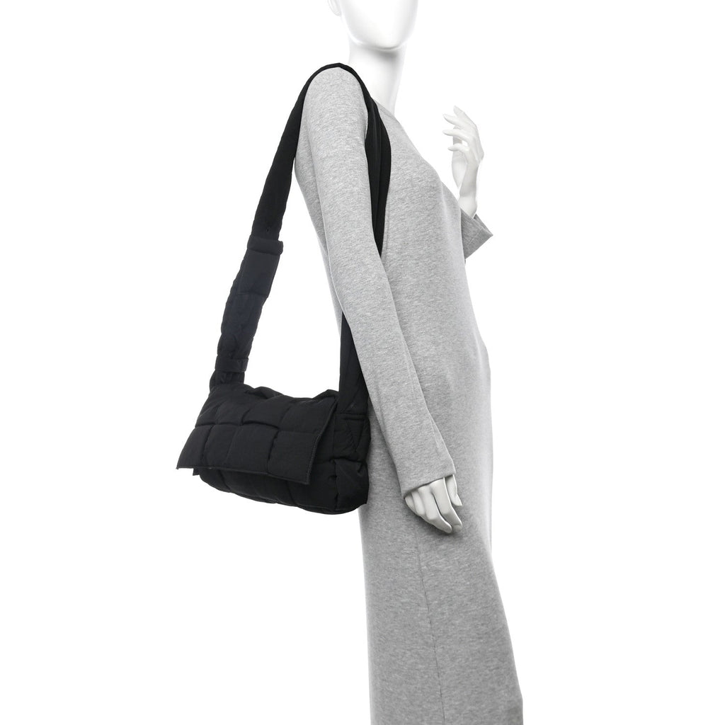 Nylon Intrecciato Padded Tech Cassette Bag Black