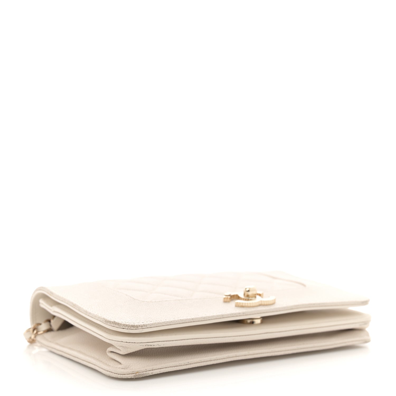 Caviar Quilted Vintage Mademoiselle Wallet On Chain WOC White