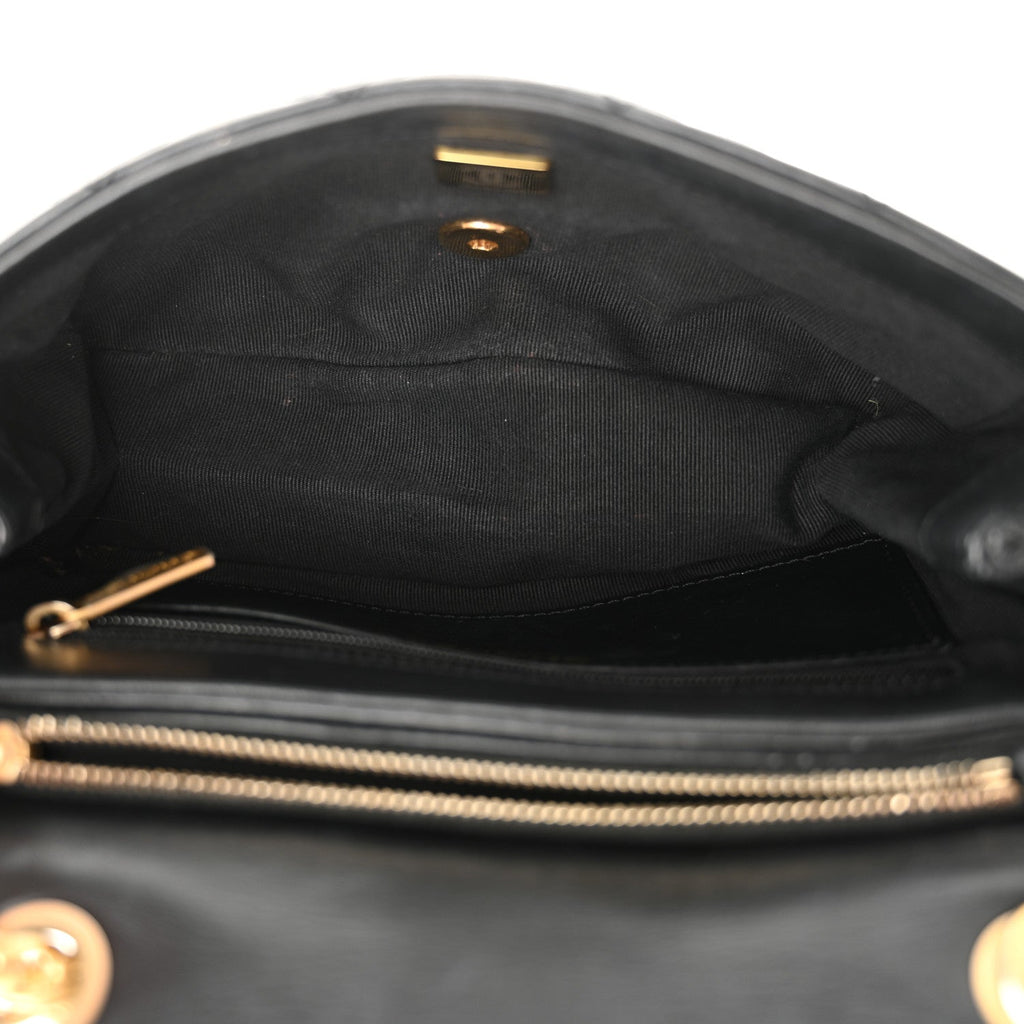 Lambskin Quilted Small Pillow Crush Flap Black