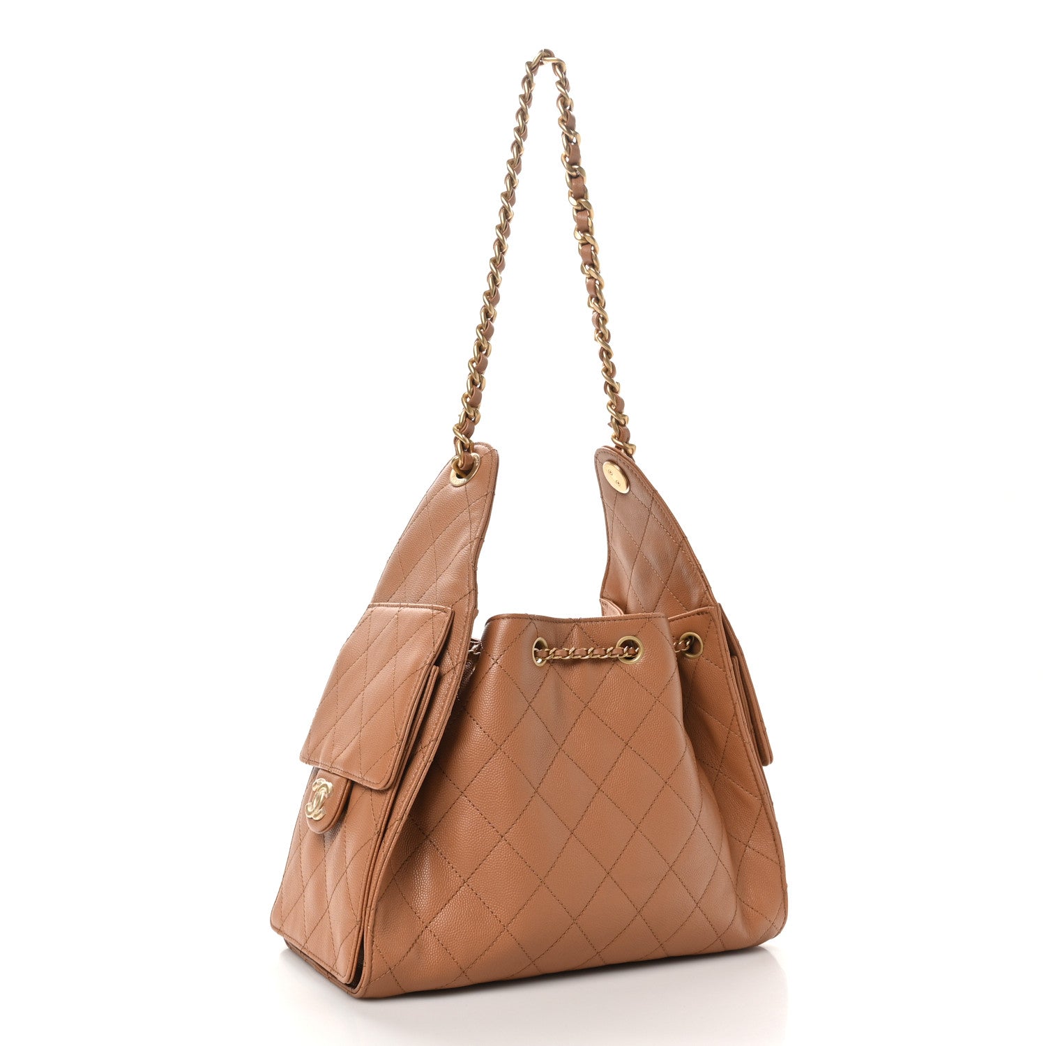 Caviar Quilted Small Chanel 25 Handbag Brown